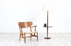 Vintage Sculpted Walnut Floor Lamp with Side Table by Laurel