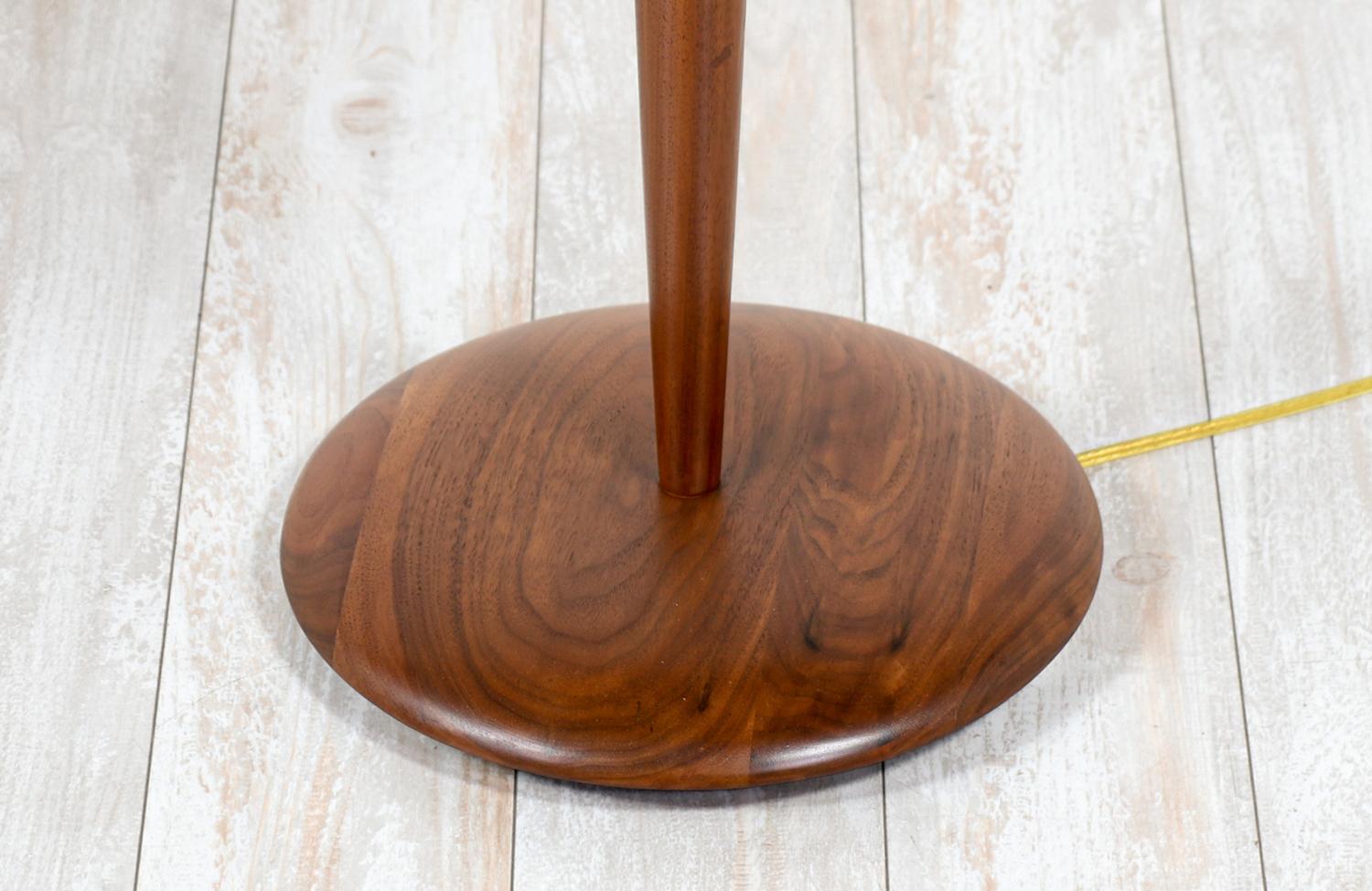 Wood Vintage Sculpted Walnut Floor Lamp with Side Table by Laurel