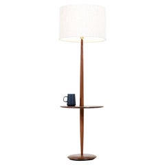 Vintage Sculpted Walnut Floor Lamp with Side Table by Laurel