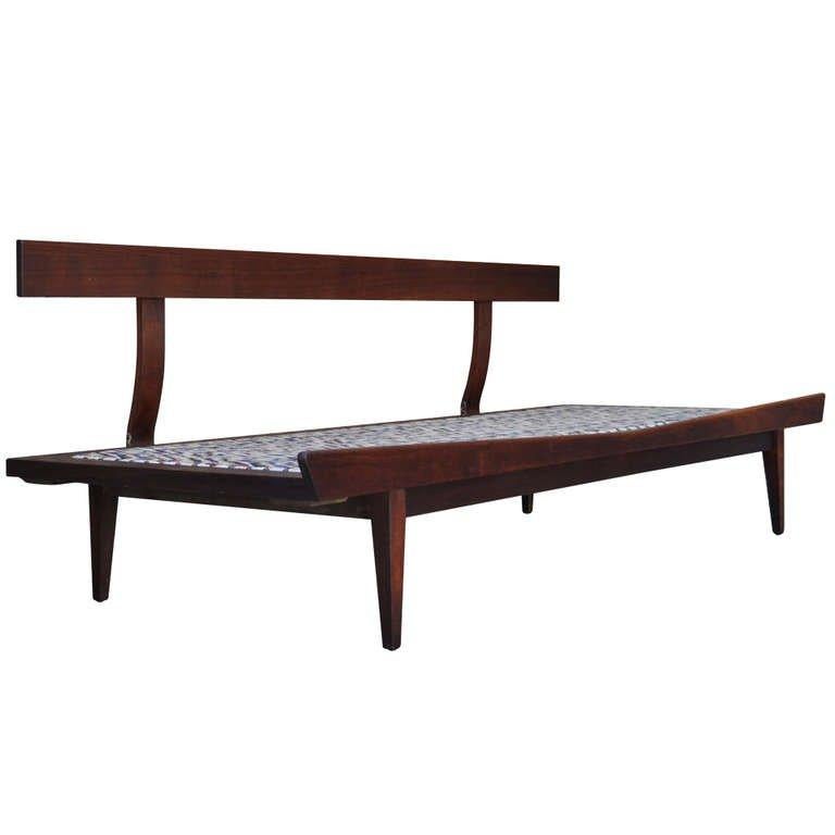 Vintage Sculpted Walnut Mid-Century Danish Modern Sofa Daybed after Pearsall 3