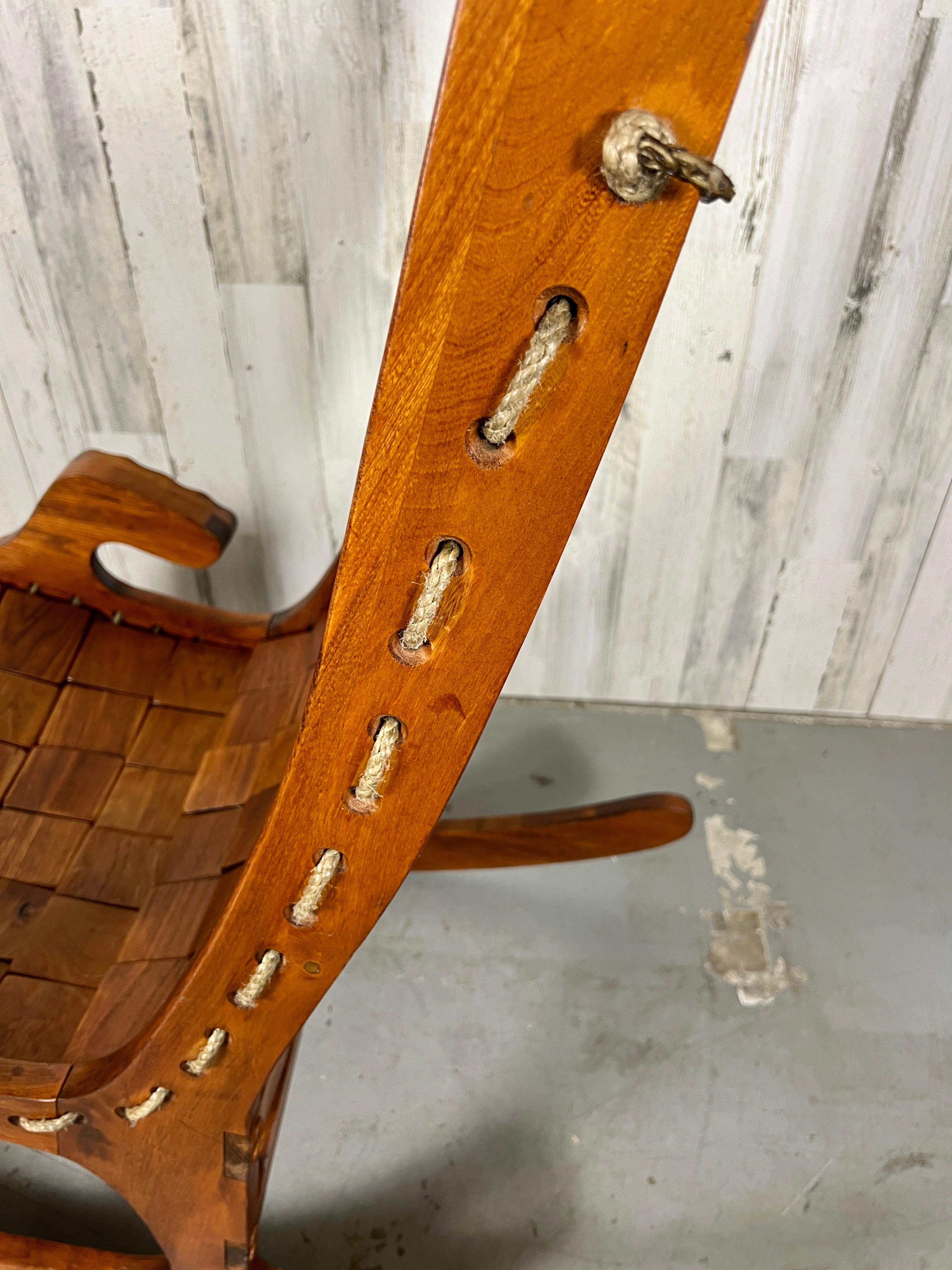 Vintage Sculpted Walnut Patchwork Rocking Chair For Sale 4