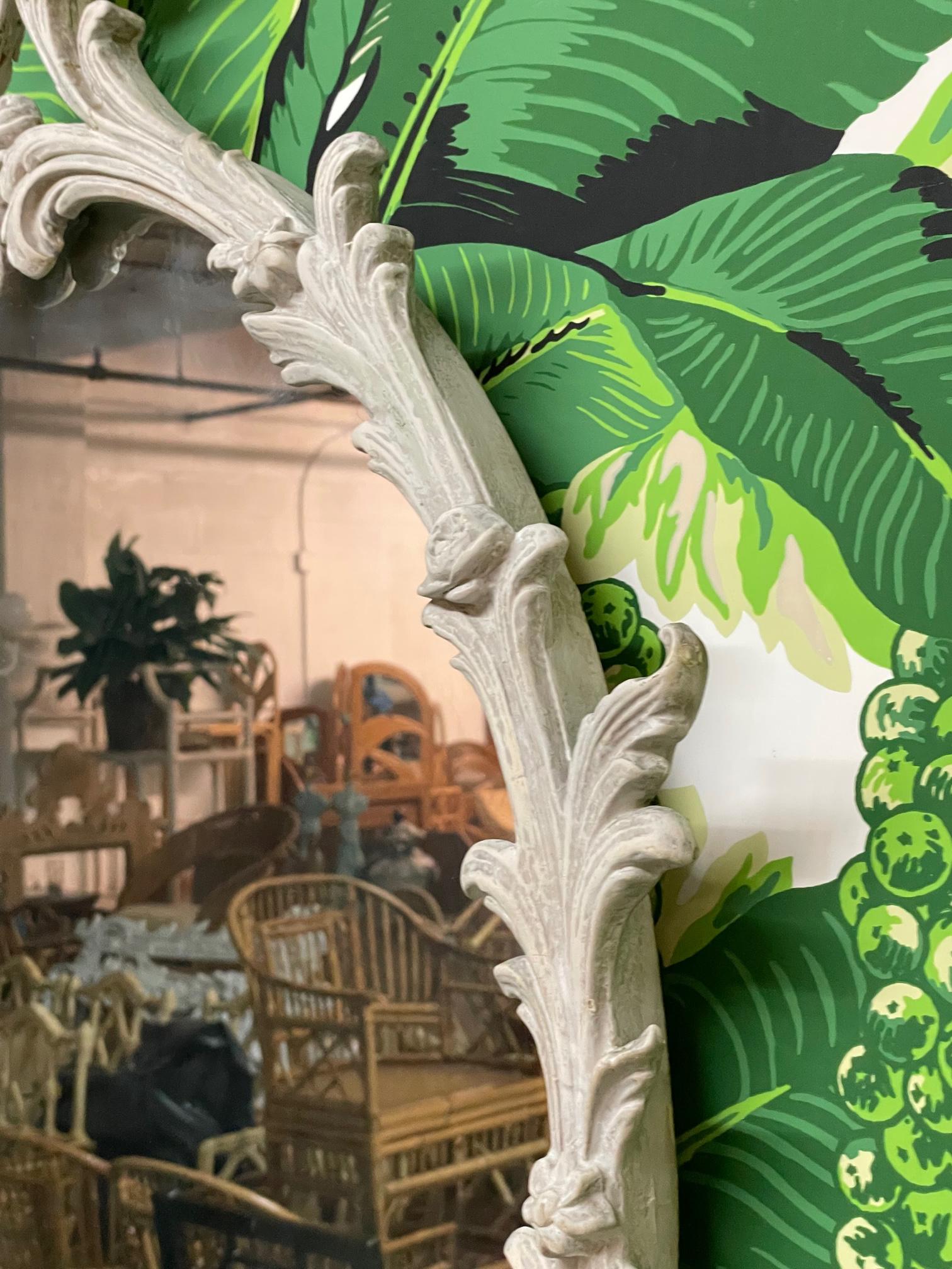 Hollywood Regency Vintage Sculptural Acanthus Leaf Wall Mirror