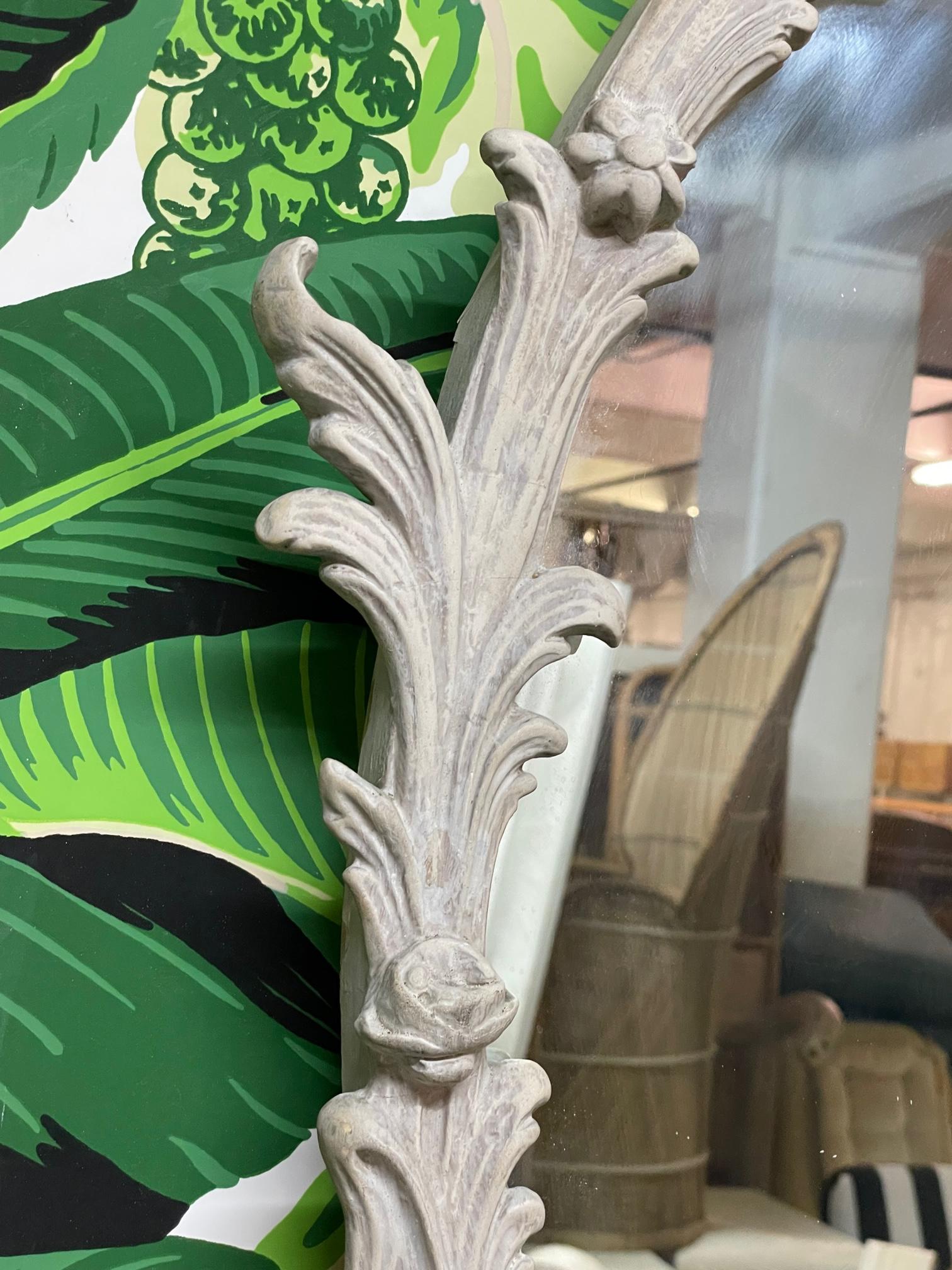 Hollywood Regency Vintage Sculptural Acanthus Leaf Wall Mirror For Sale