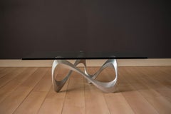 Vintage Sculptural Aluminum and Glass Coffee Table by Knut Hesterberg