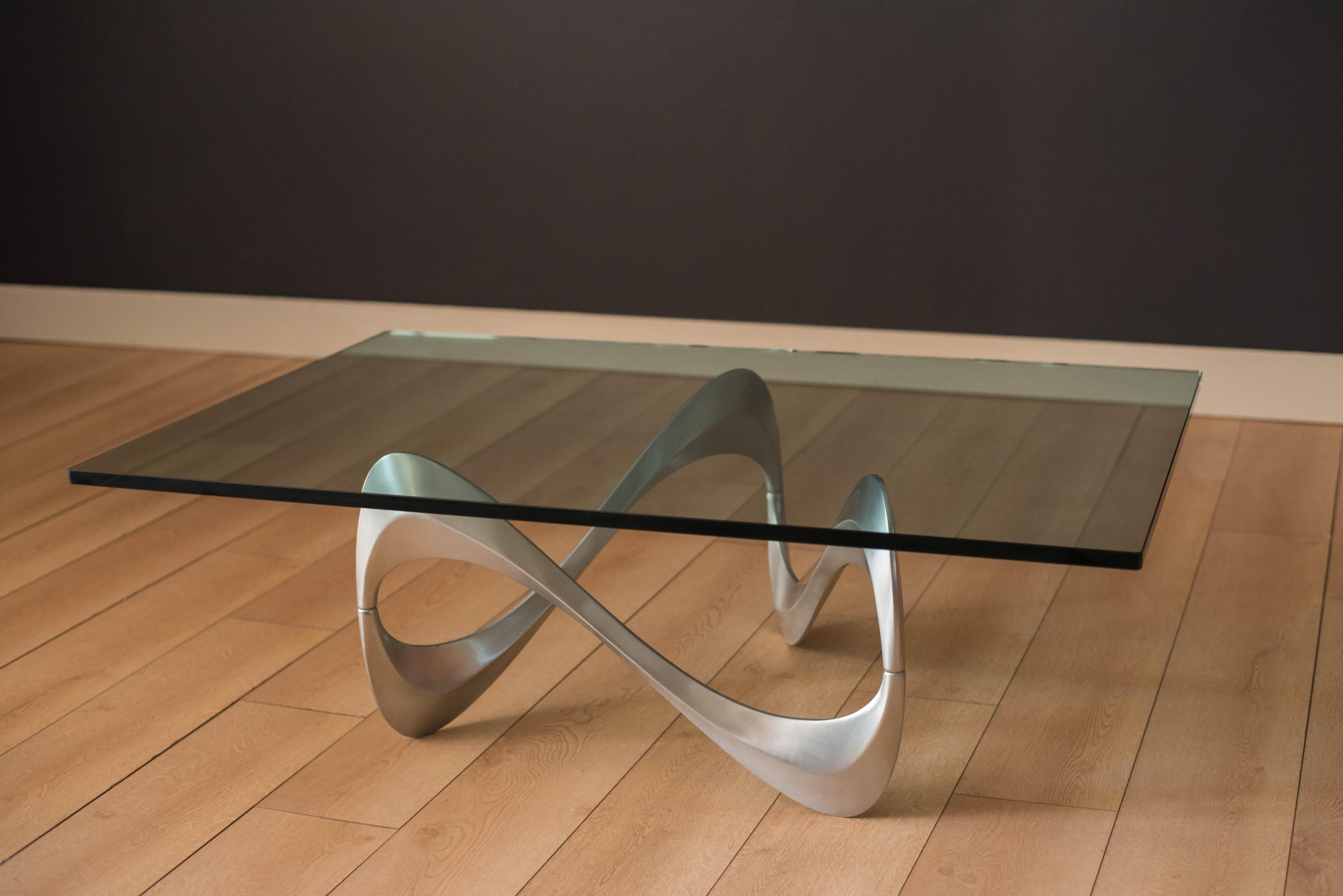 Mid-Century Modern Vintage Sculptural Aluminum and Glass Coffee Table by Knut Hesterberg