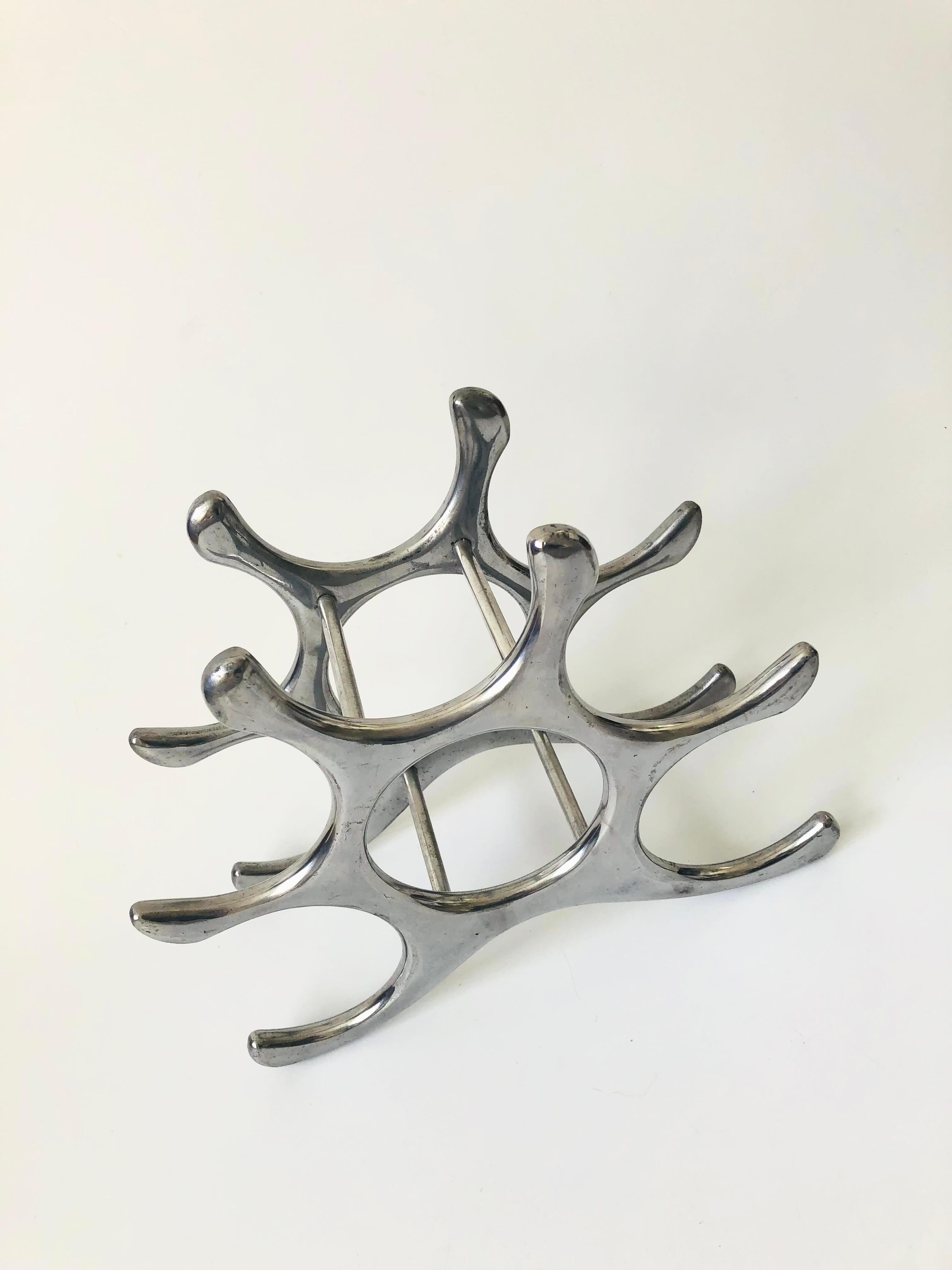 Mid-Century Modern Vintage Sculptural Aluminum Wine Rack by Michael Noll