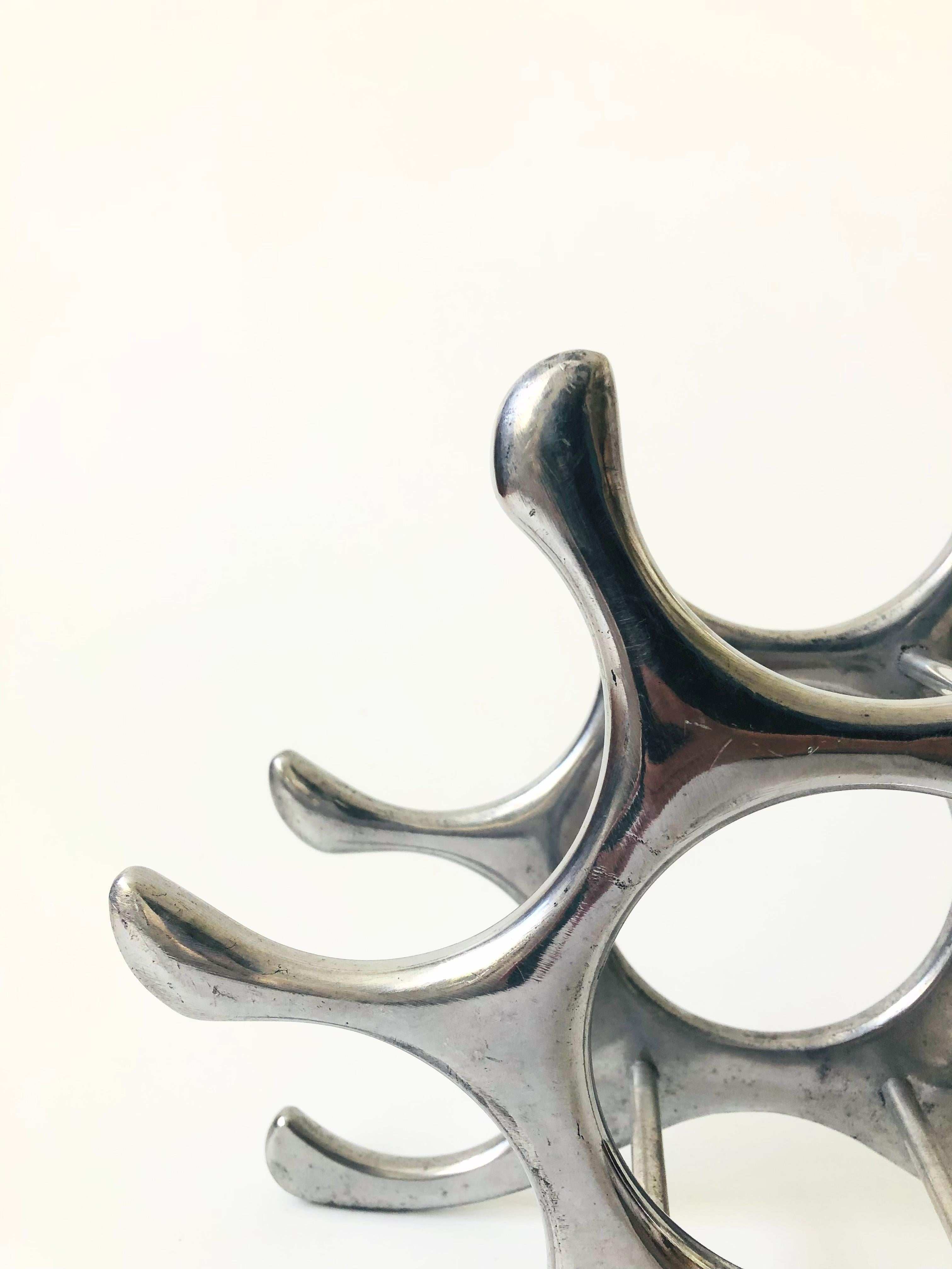 Vintage Sculptural Aluminum Wine Rack by Michael Noll In Good Condition In Fairfield, CA