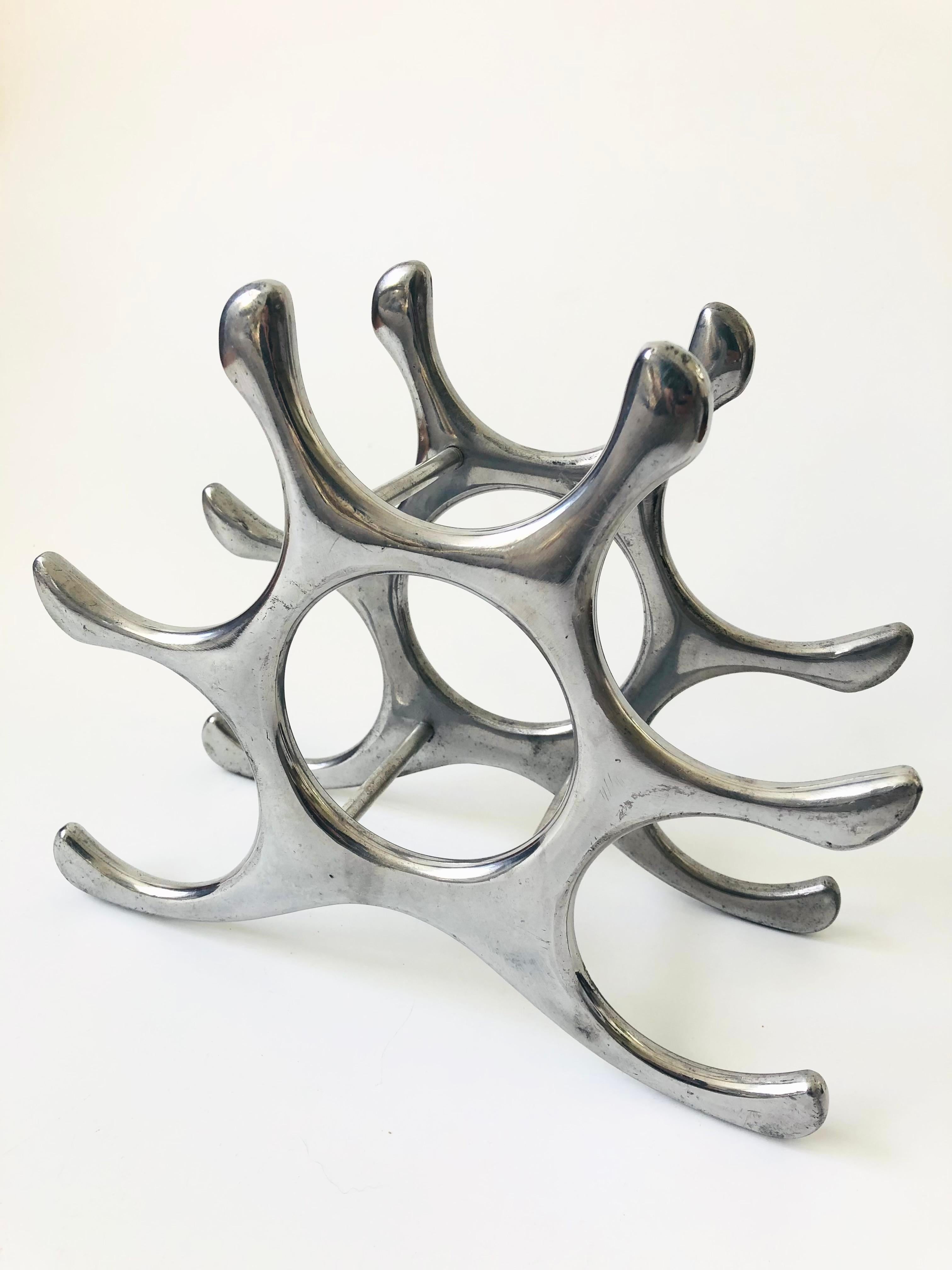 20th Century Vintage Sculptural Aluminum Wine Rack by Michael Noll