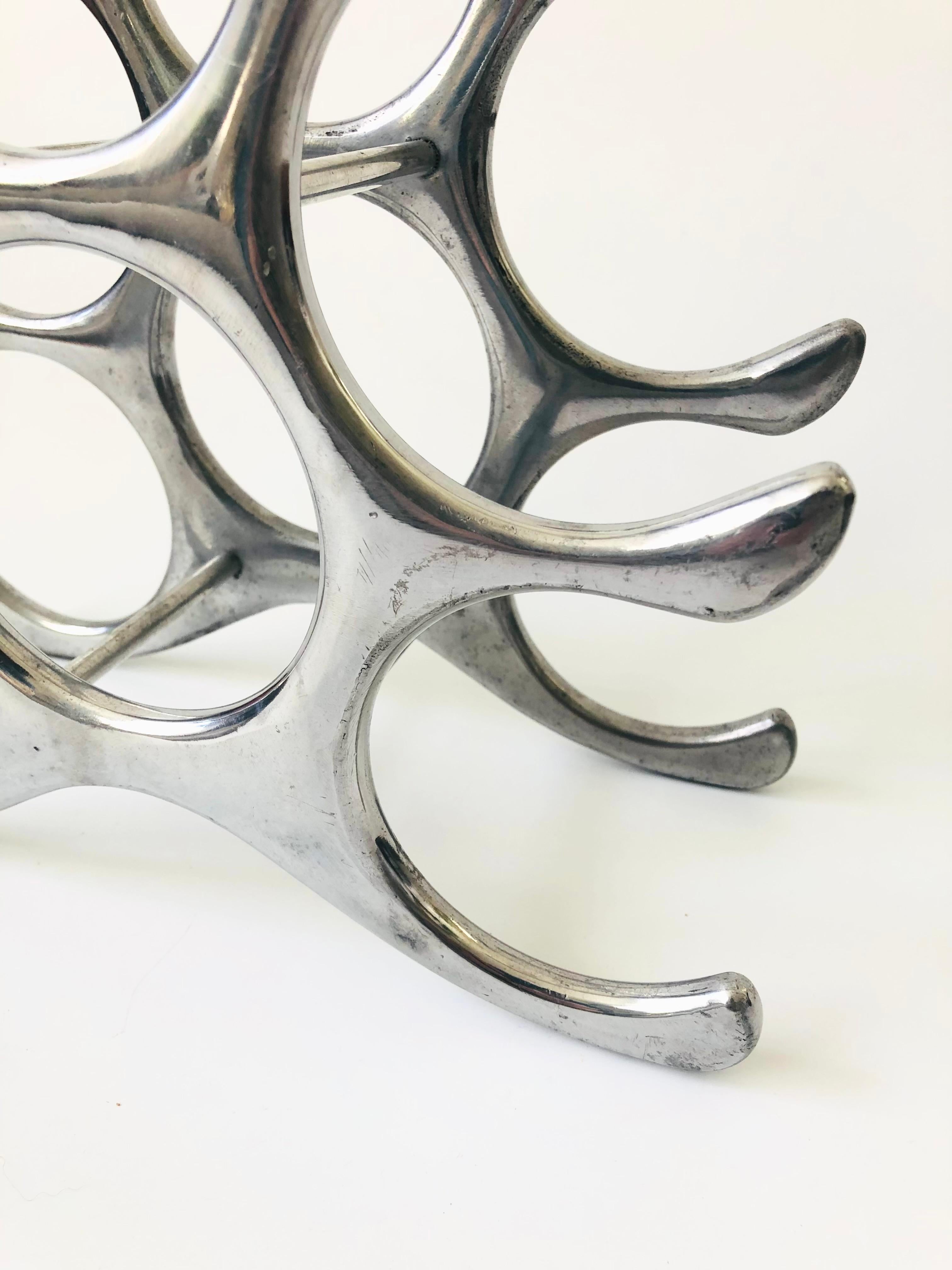 Vintage Sculptural Aluminum Wine Rack by Michael Noll 1