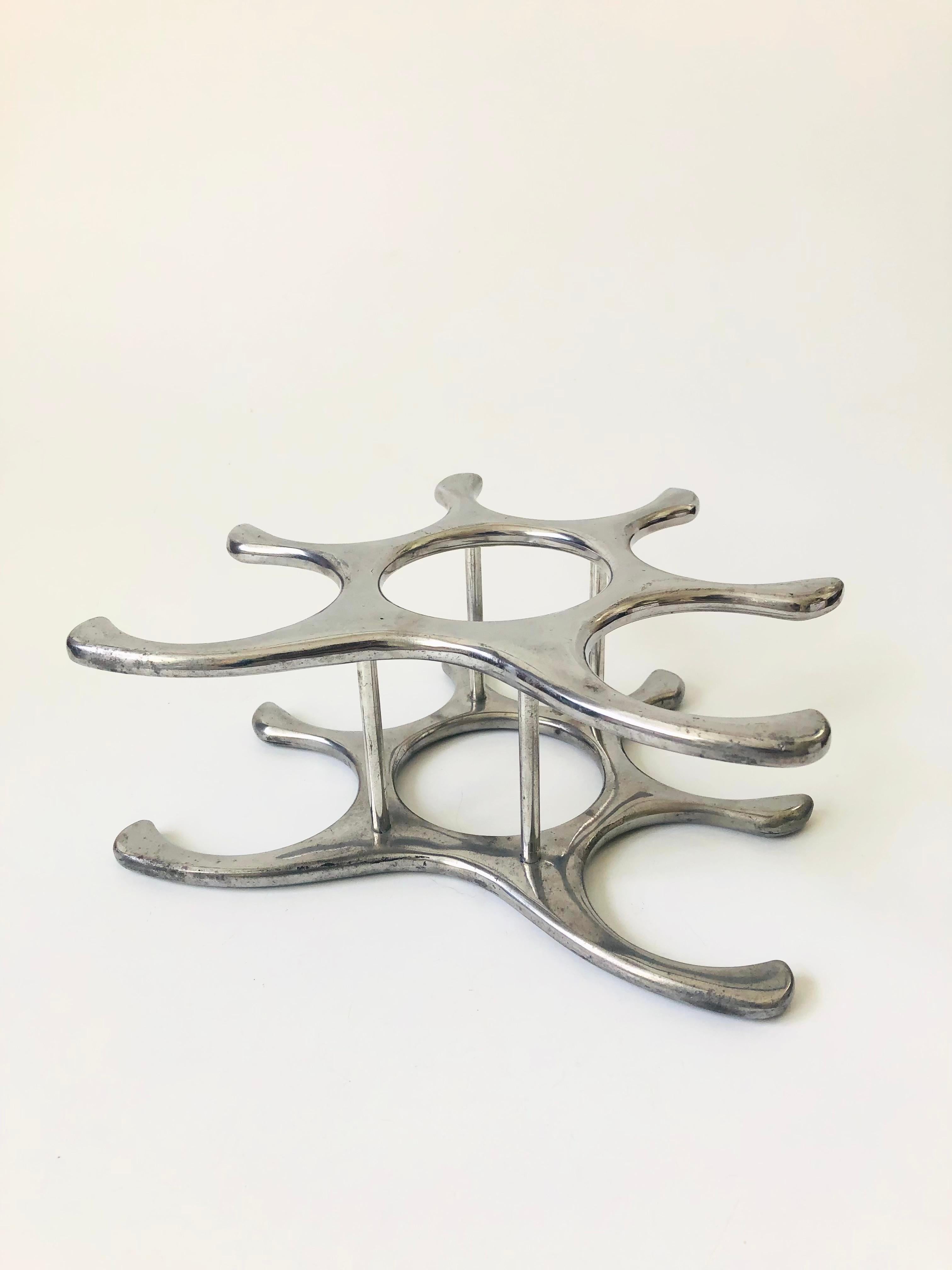 Vintage Sculptural Aluminum Wine Rack by Michael Noll 2