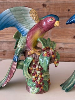 Vintage Sculptural Andrea by Sadek Hand-Painted Tropical Parrot Figurines – Pair