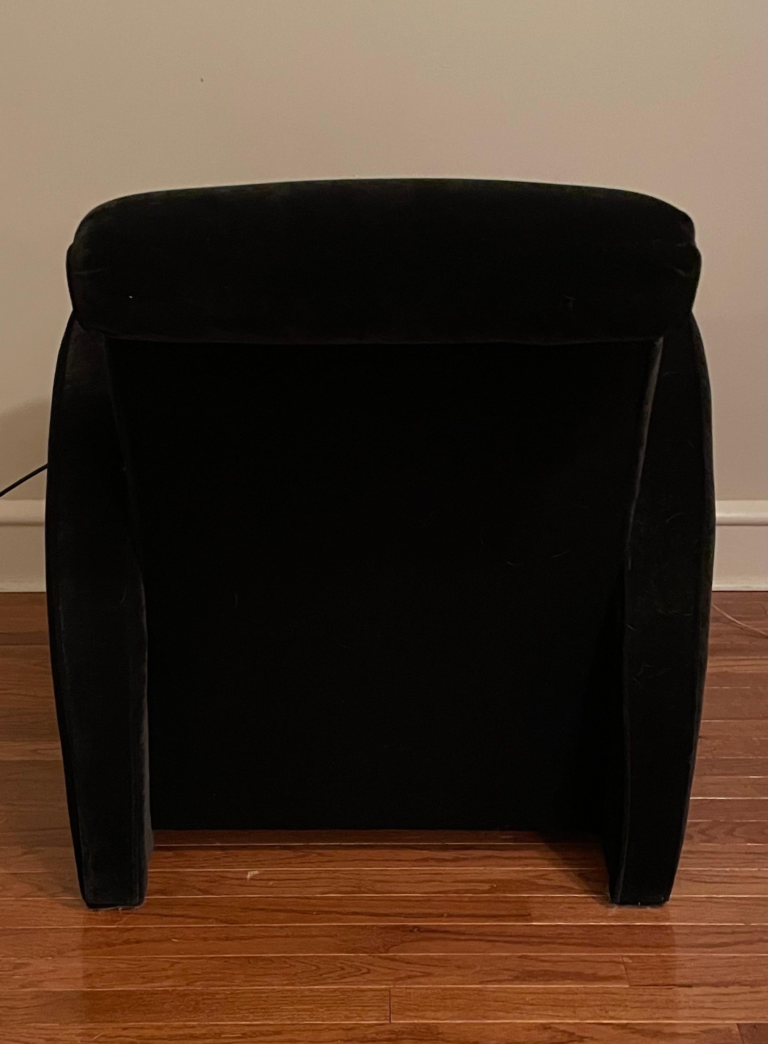 Vintage Sculptural Art Deco Club Lounge Chair in Black Velvet In Good Condition For Sale In West Reading, PA