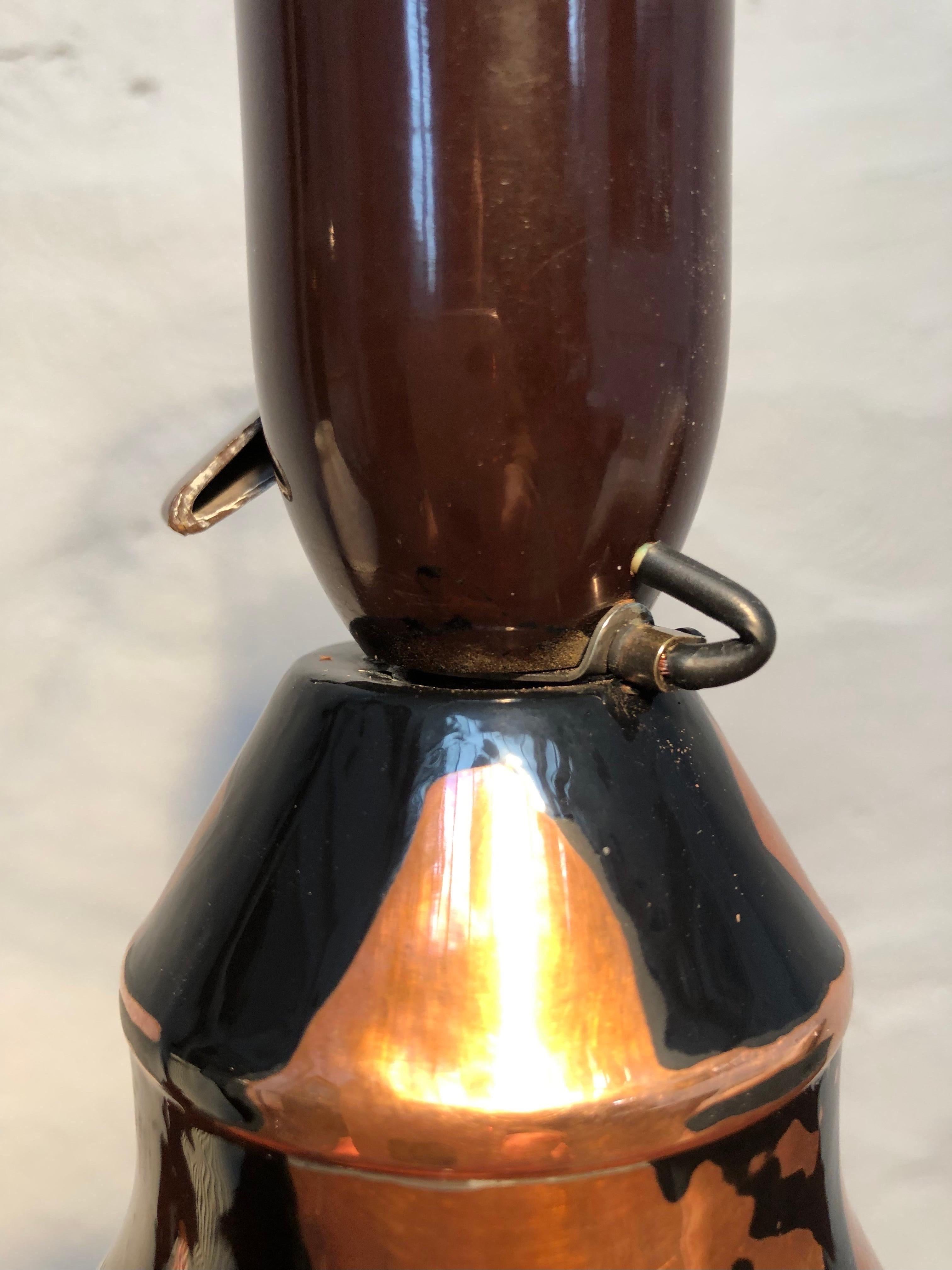 Vintage Sculptural Artisan Table Lamp in Copper For Sale 5