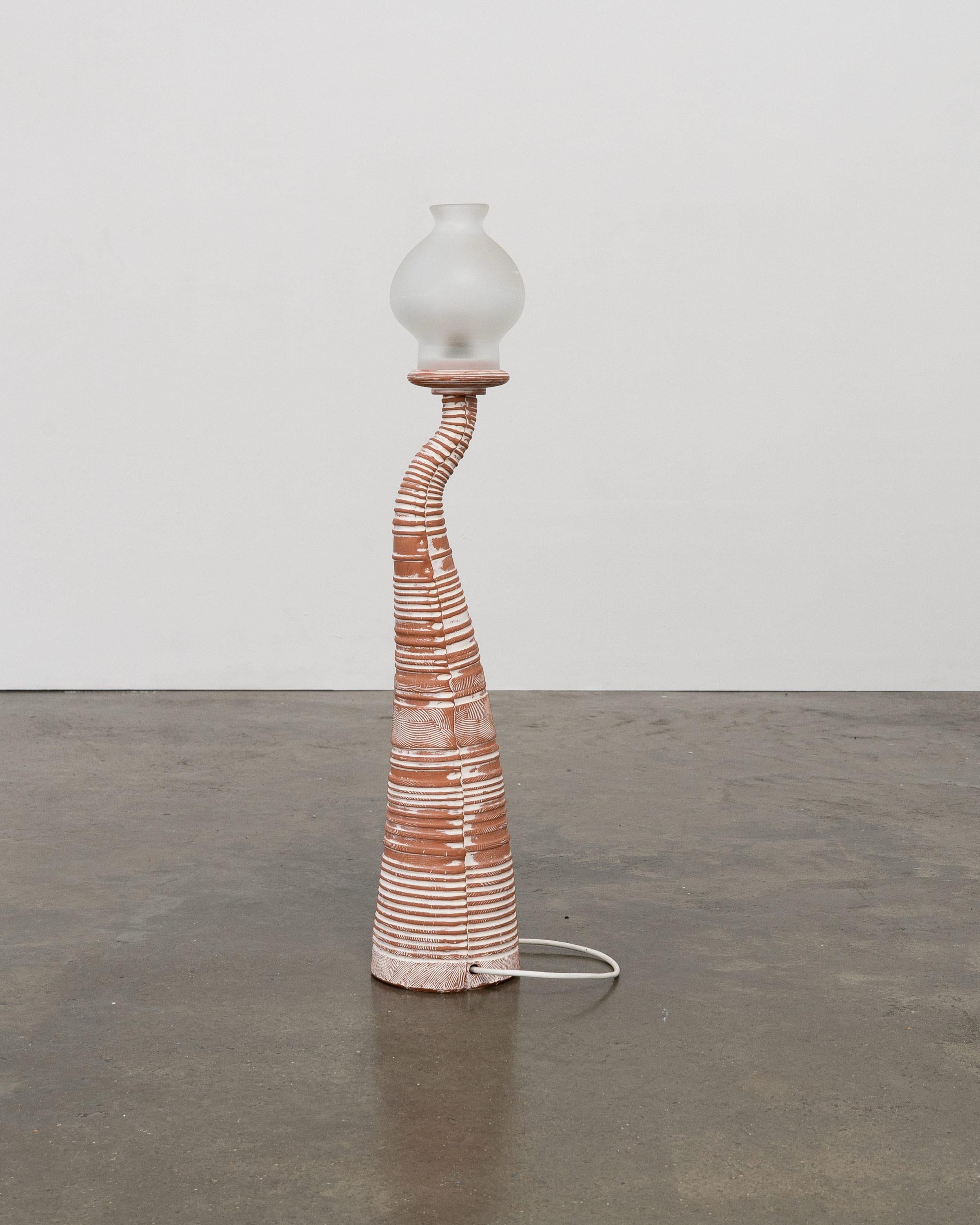 Brutalist Vintage Sculptural Artisanal Terracotta Lamp For Sale