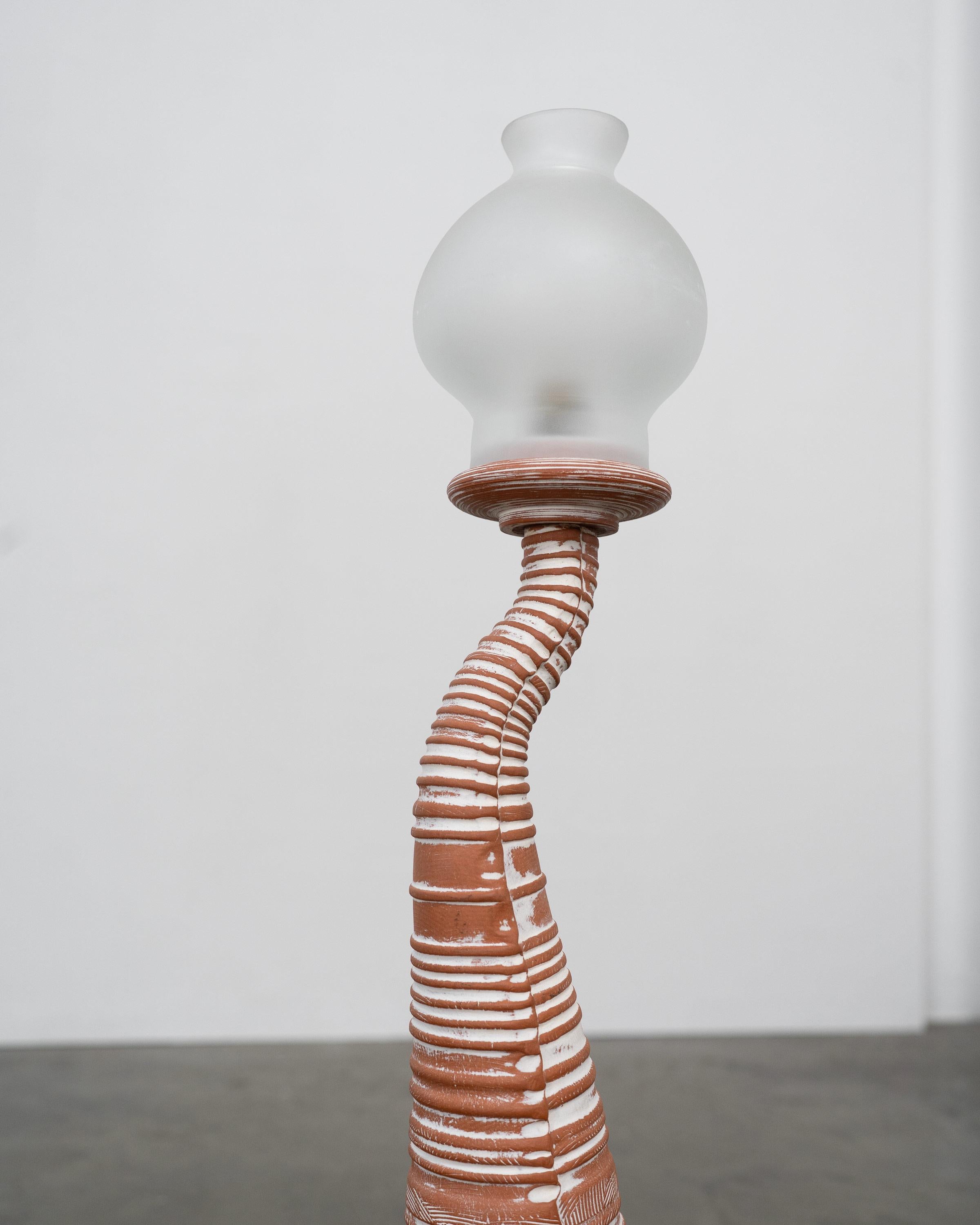 Unknown Vintage Sculptural Artisanal Terracotta Lamp For Sale
