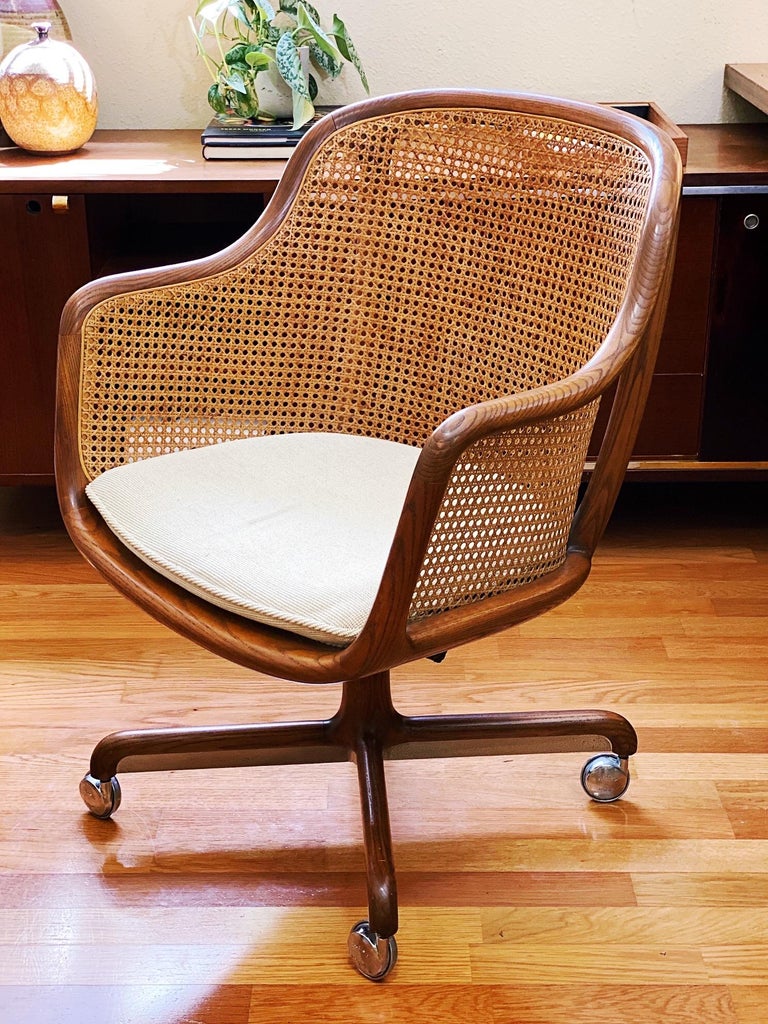 Vintage Sculptural Ash and Cane Desk Chair by Ward for Brickel