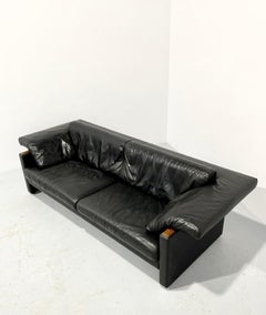 Vintage Sculptural Austrian Top Grain Leather Sofa