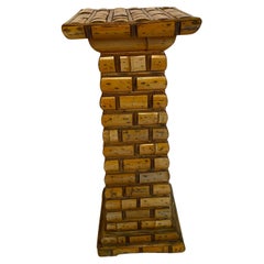 Vintage Sculptural Bamboo Pedestal Side Table, Organic Modern Coastal Style