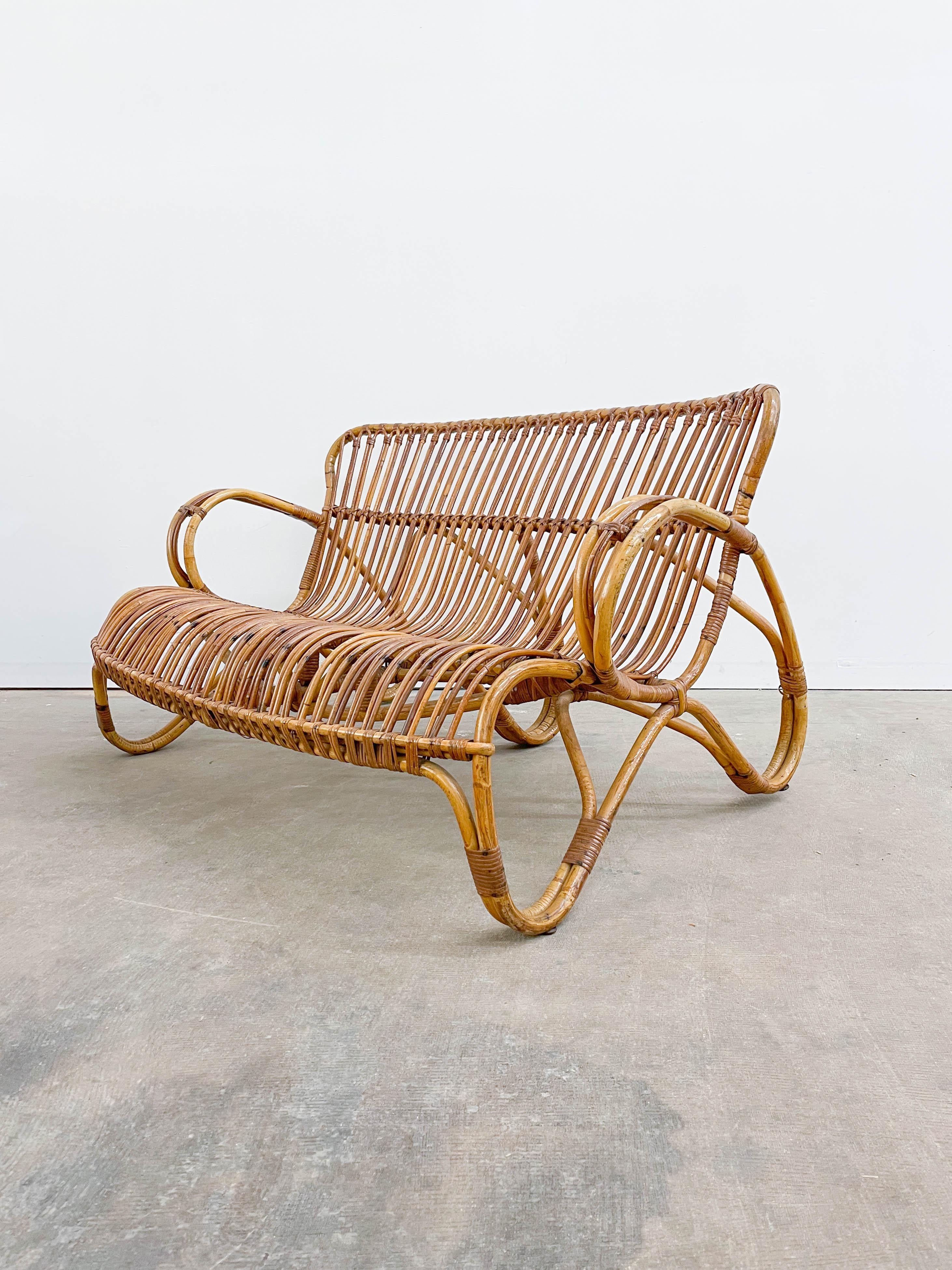 Vintage Sculptural Bamboo Sofa by Rohe Noorwolde, 1960s For Sale 4