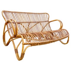Divano scultoreo in bambù vintage di Rohe Noorwolde, anni '60