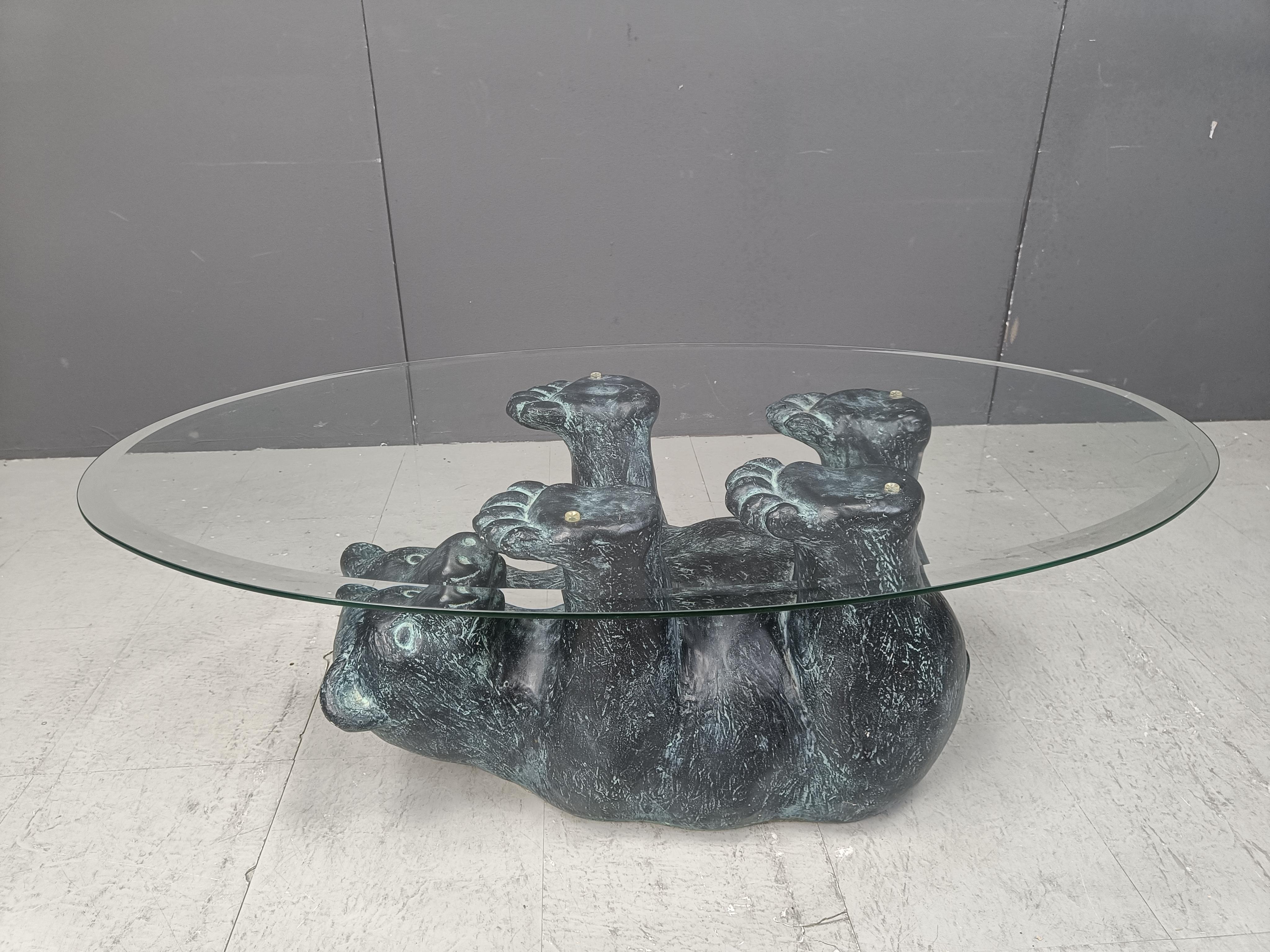 Vintage sculptural black bear coffee table 3