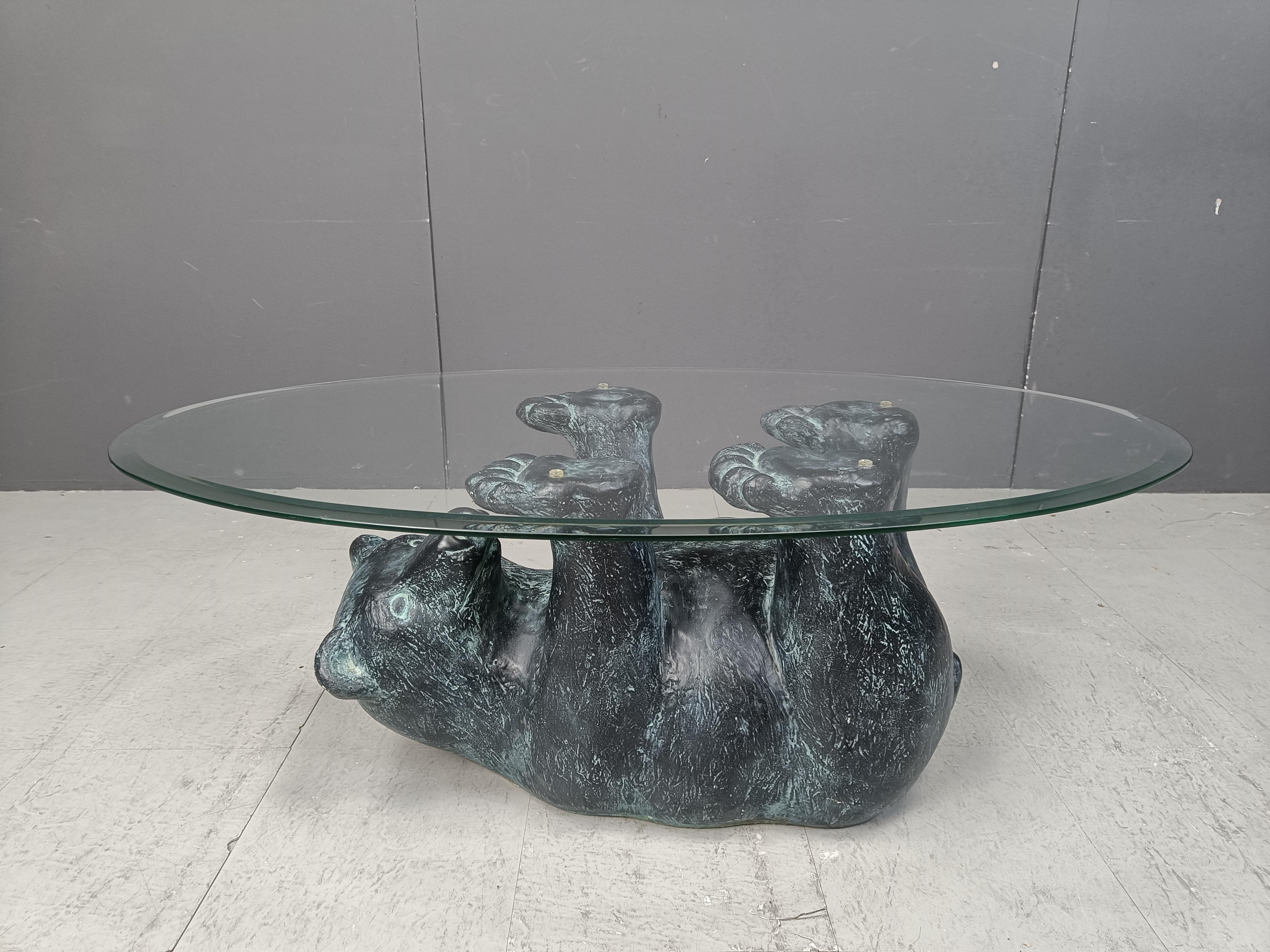 Mid-Century Modern Vintage sculptural black bear coffee table