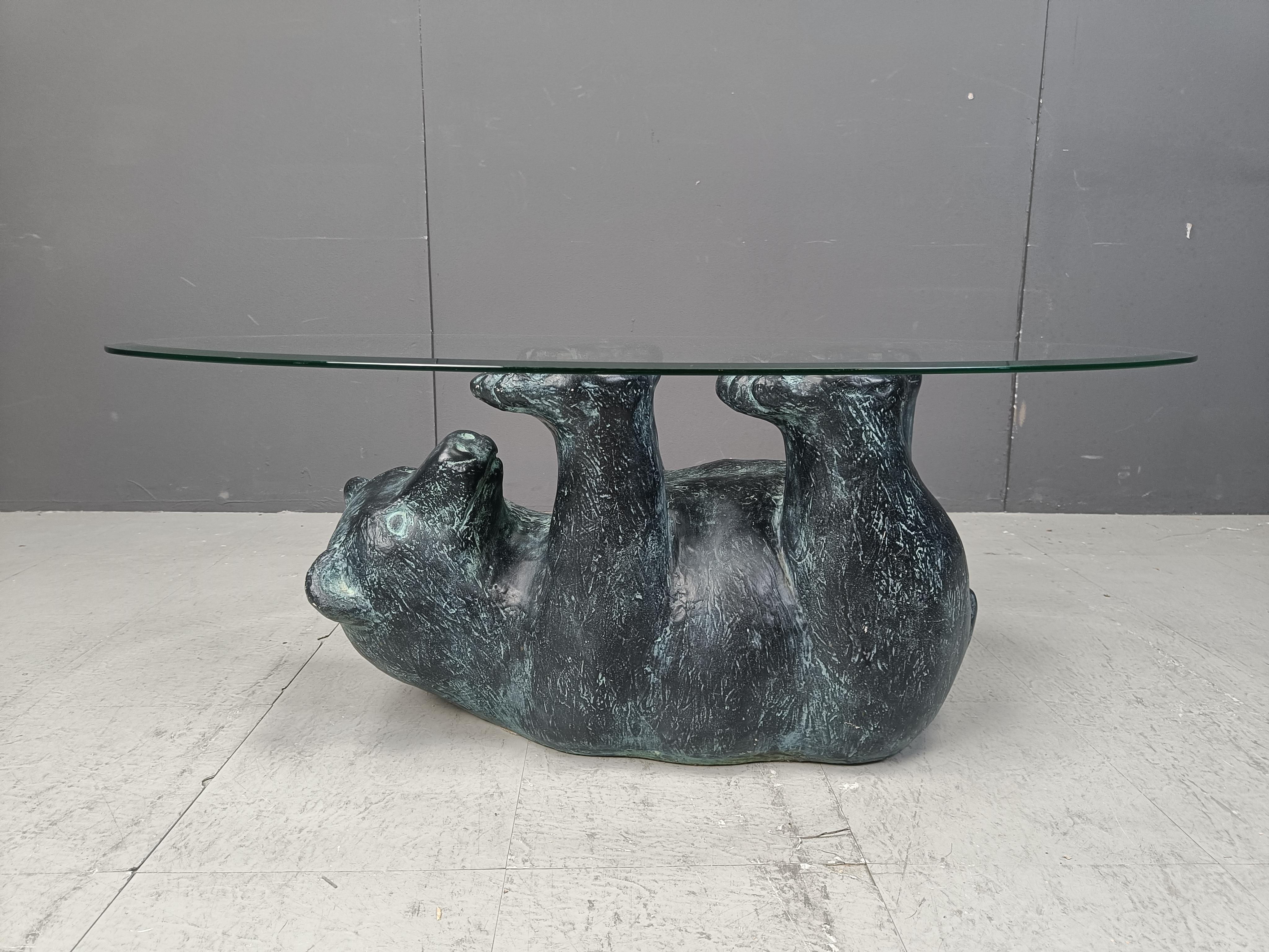Belgian Vintage sculptural black bear coffee table