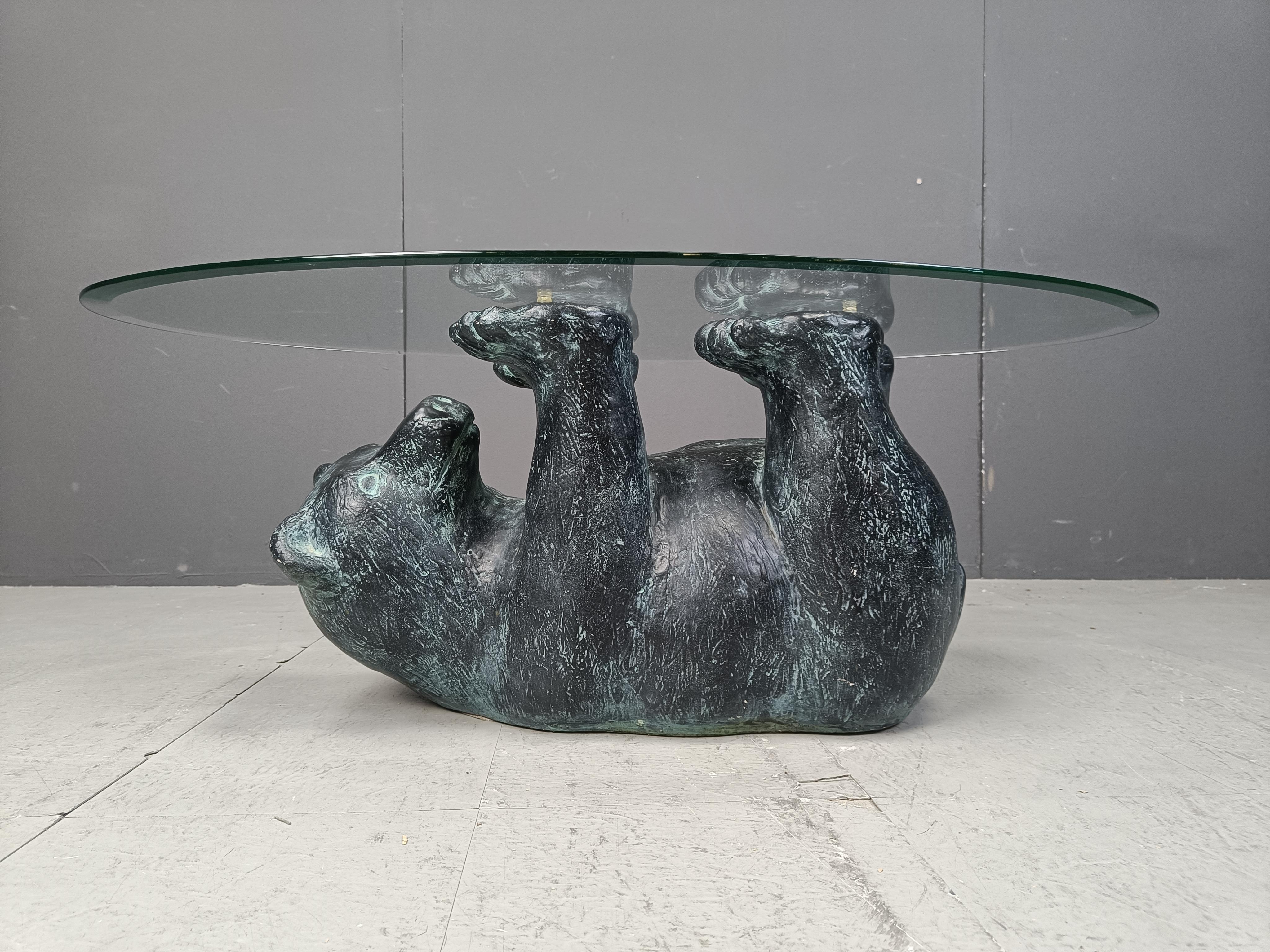 Vintage sculptural black bear coffee table In Good Condition In Leuven, Vlaams Gewest