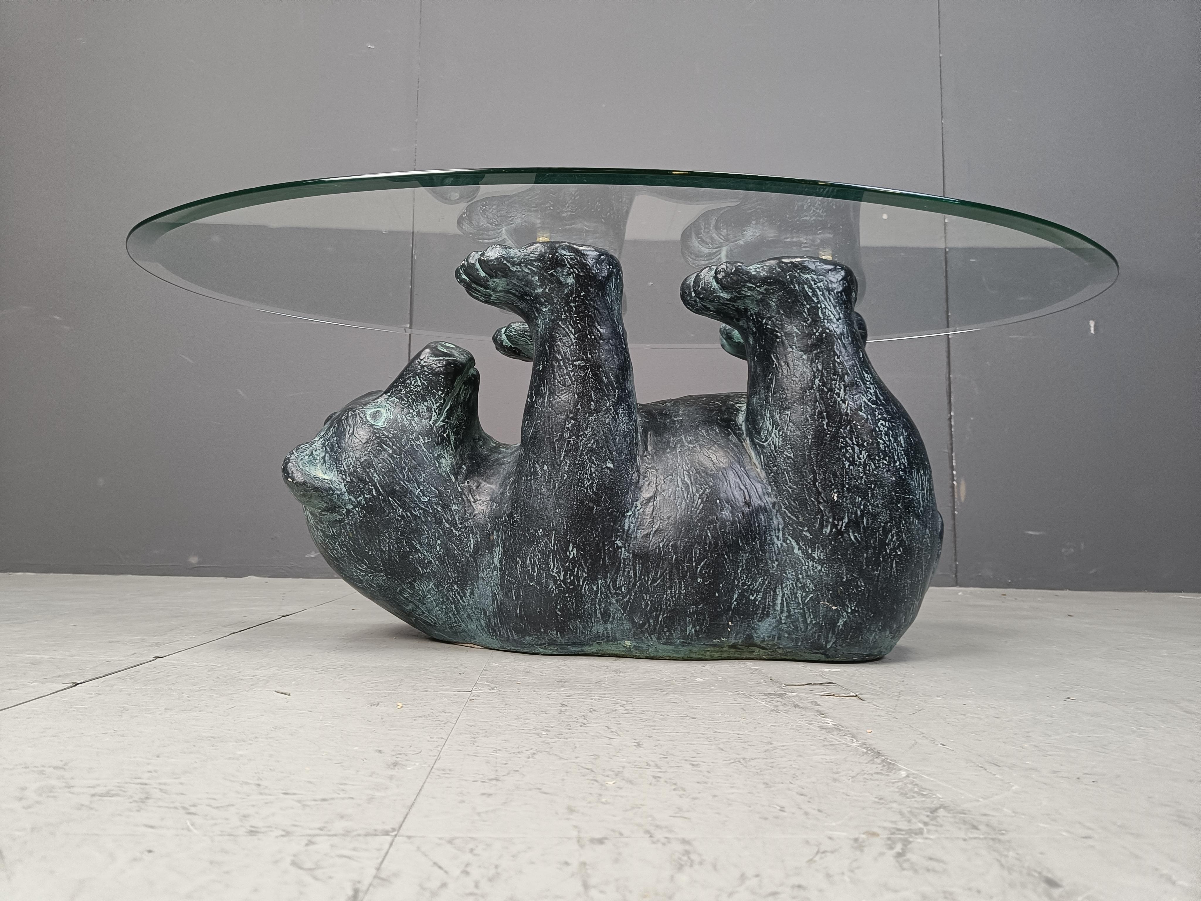 Late 20th Century Vintage sculptural black bear coffee table