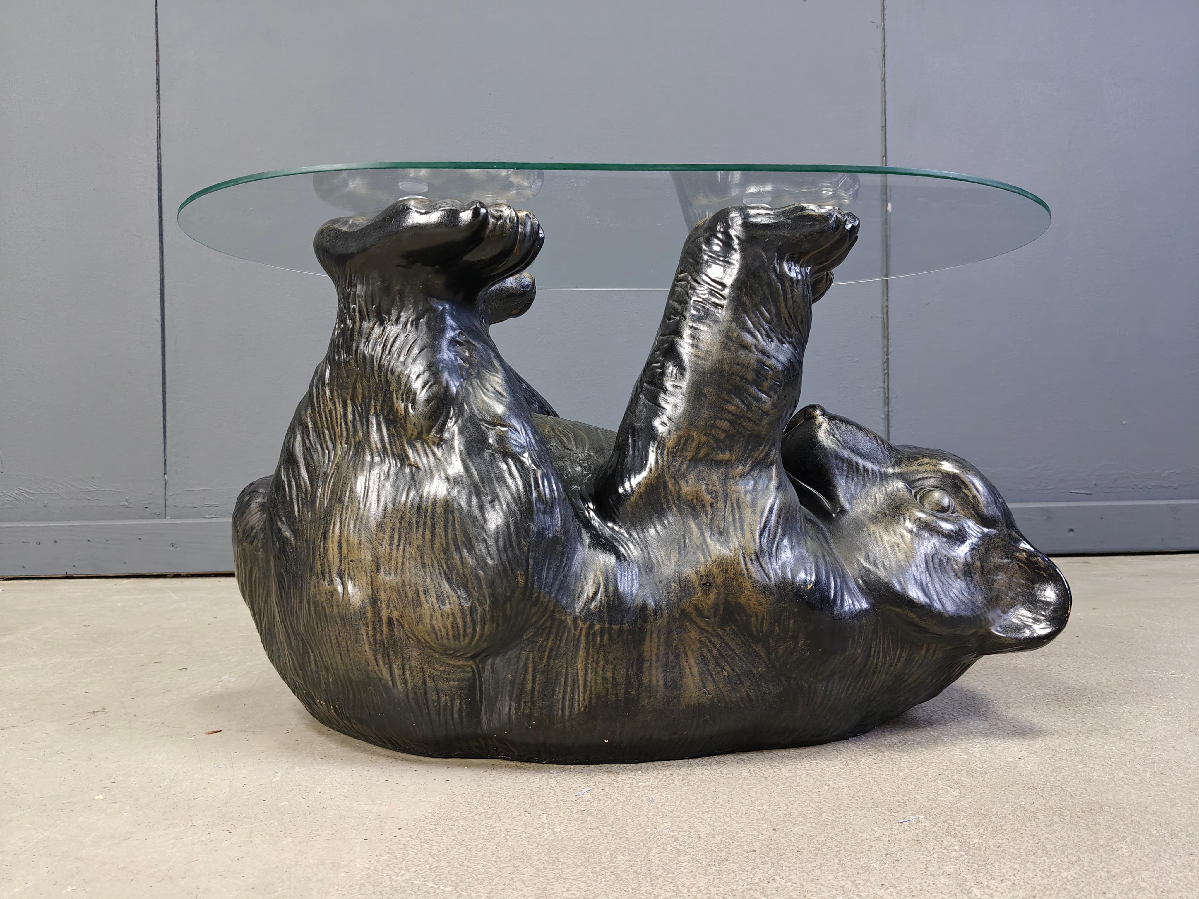 Verre Table basse sculpturale noire vintage en vente