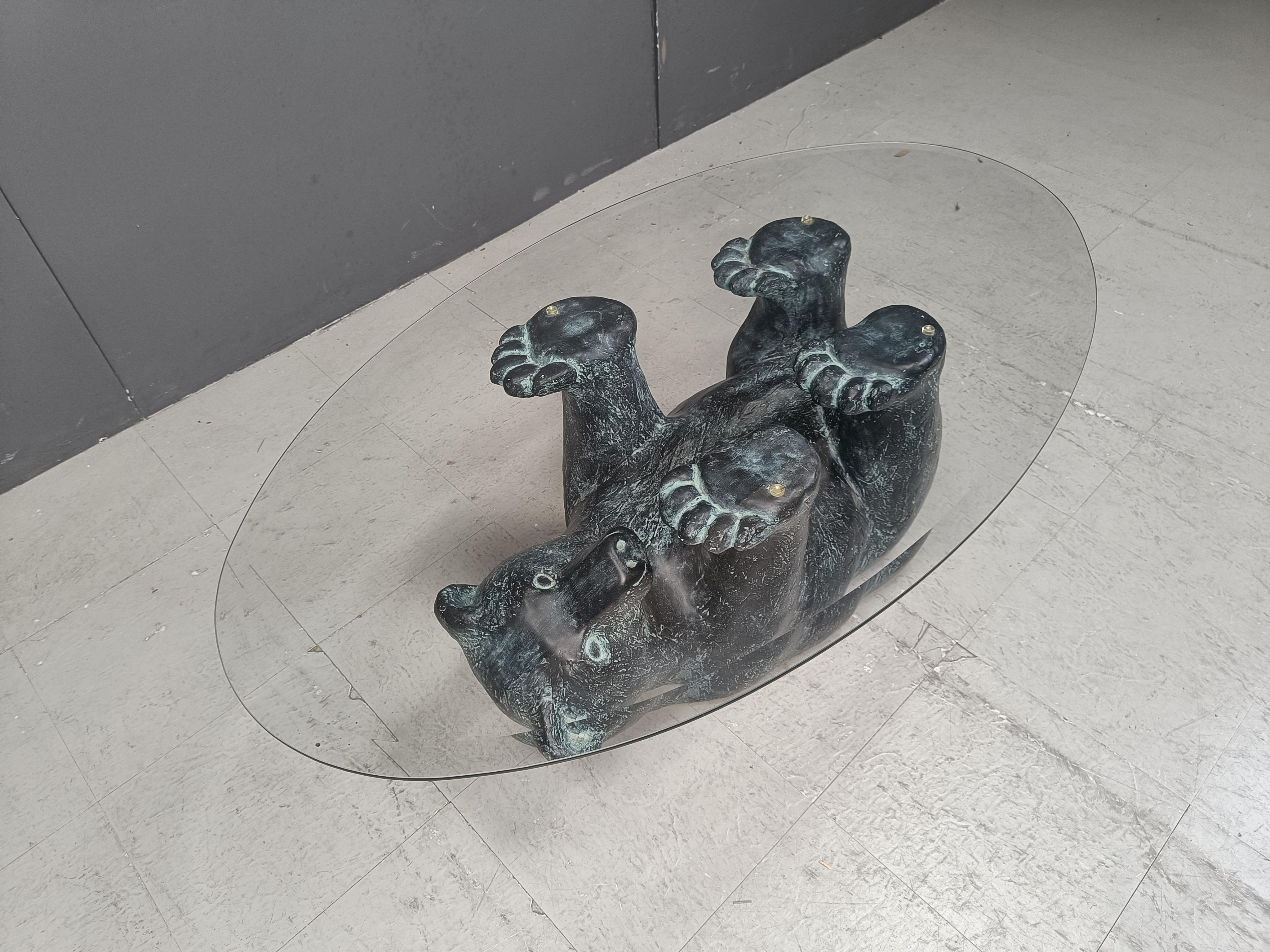 Vintage sculptural black bear coffee table 2