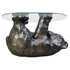 Tavolino scultoreo vintage con orso nero