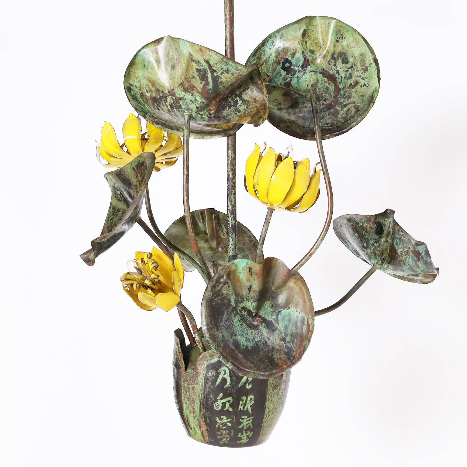 Mid-Century Modern Vintage Sculptural Botanical Chandelier or Light Fixture 