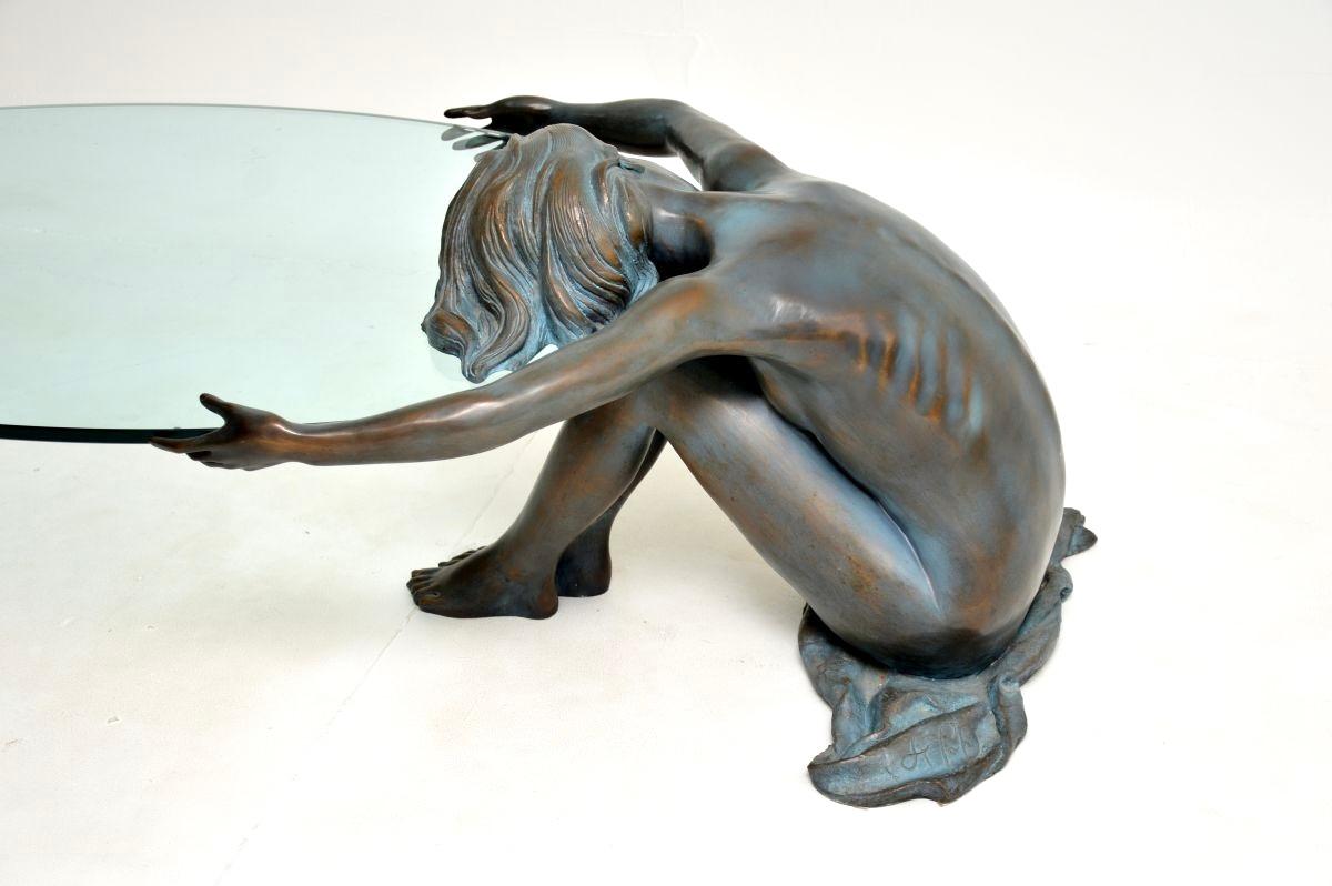 Bronze Table basse vintage en bronze sculptural en vente