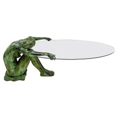Table basse vintage en bronze sculptural