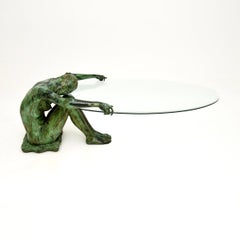 Table basse vintage en bronze sculptural