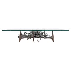 Vintage Sculptural Bronze "Starburst" Coffee Table by Daniel Gluck