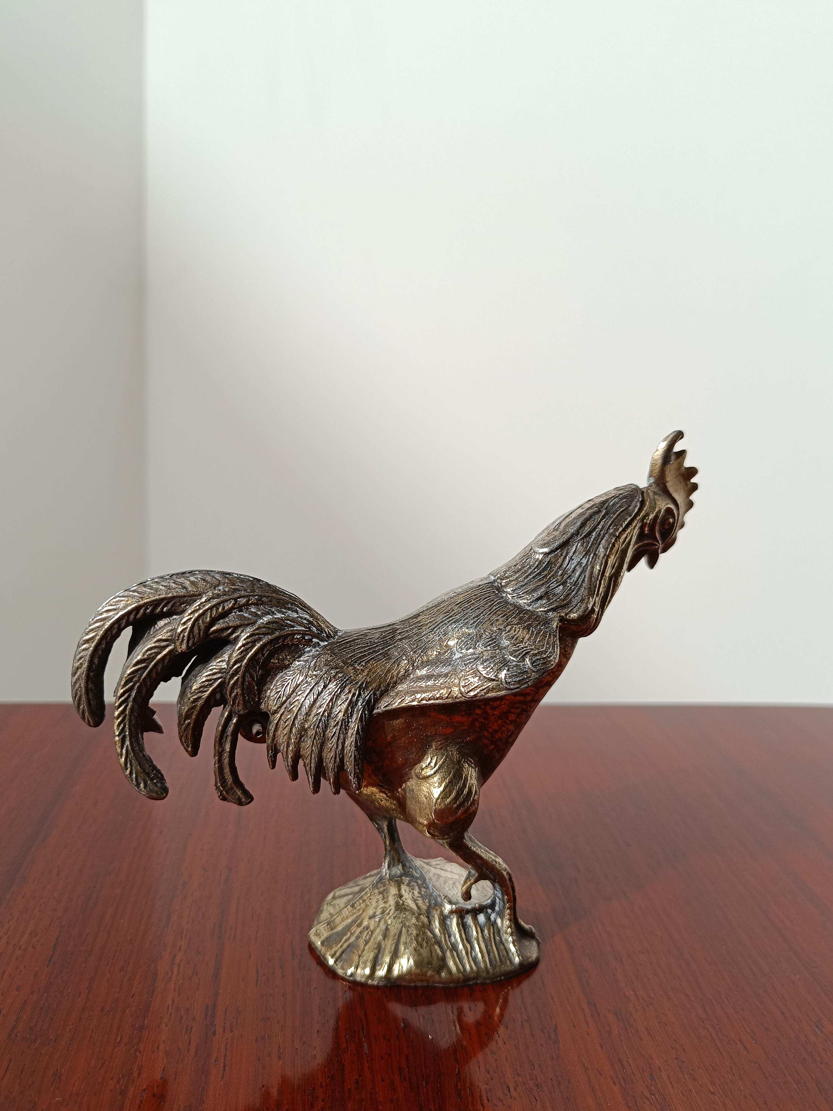 Vintage Sculptural Bronzed Metal Ashtray in the shape of a Rooster, Italy 1970s  For Sale 8