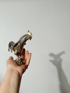 Vintage Sculptural Bronzed Metal Ashtray in the shape of a Rooster, Italy 1970s