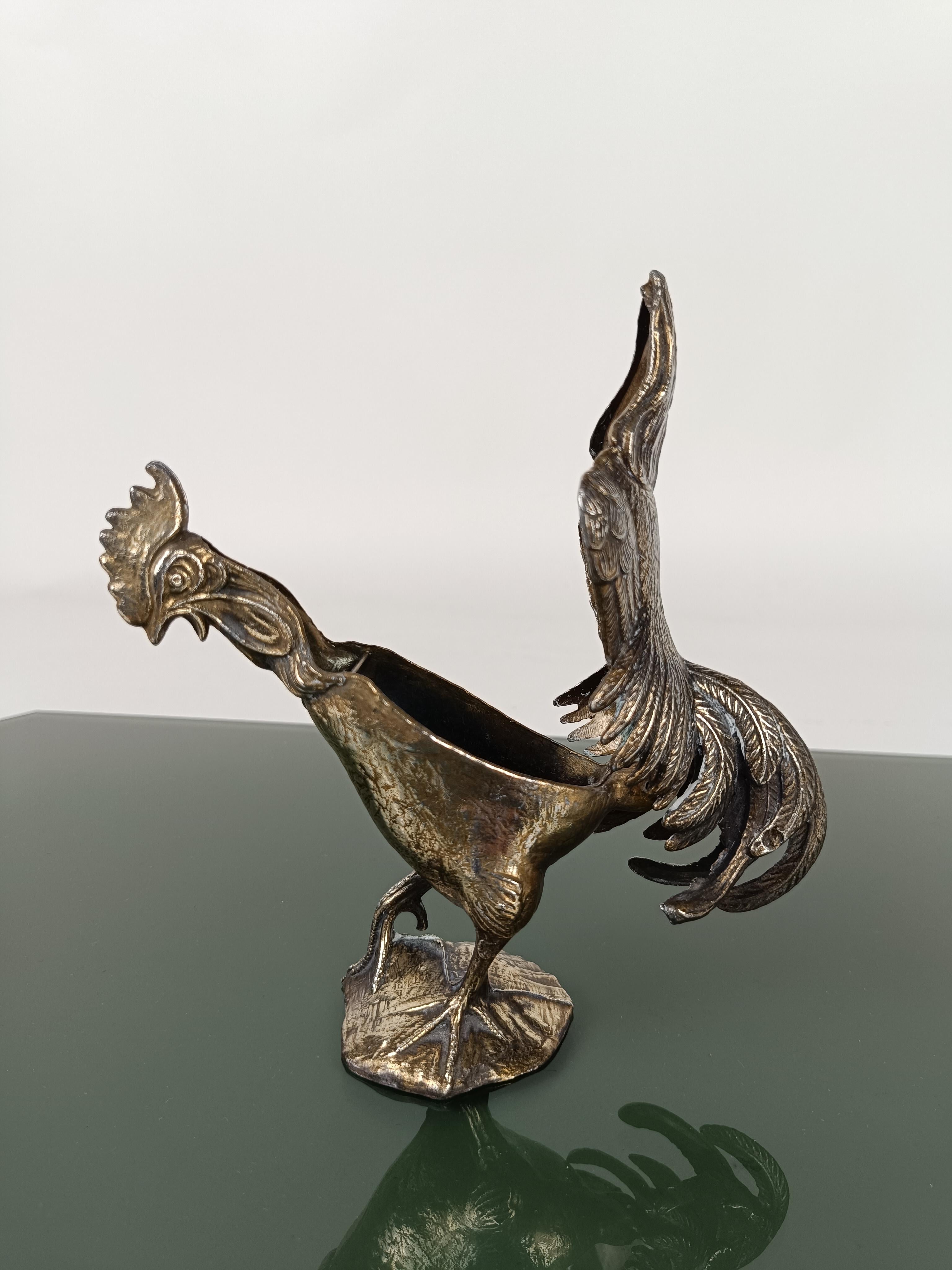 20th Century Vintage Sculptural Bronzed Metal Ashtray in the shape of a Rooster, Italy 1970s  For Sale
