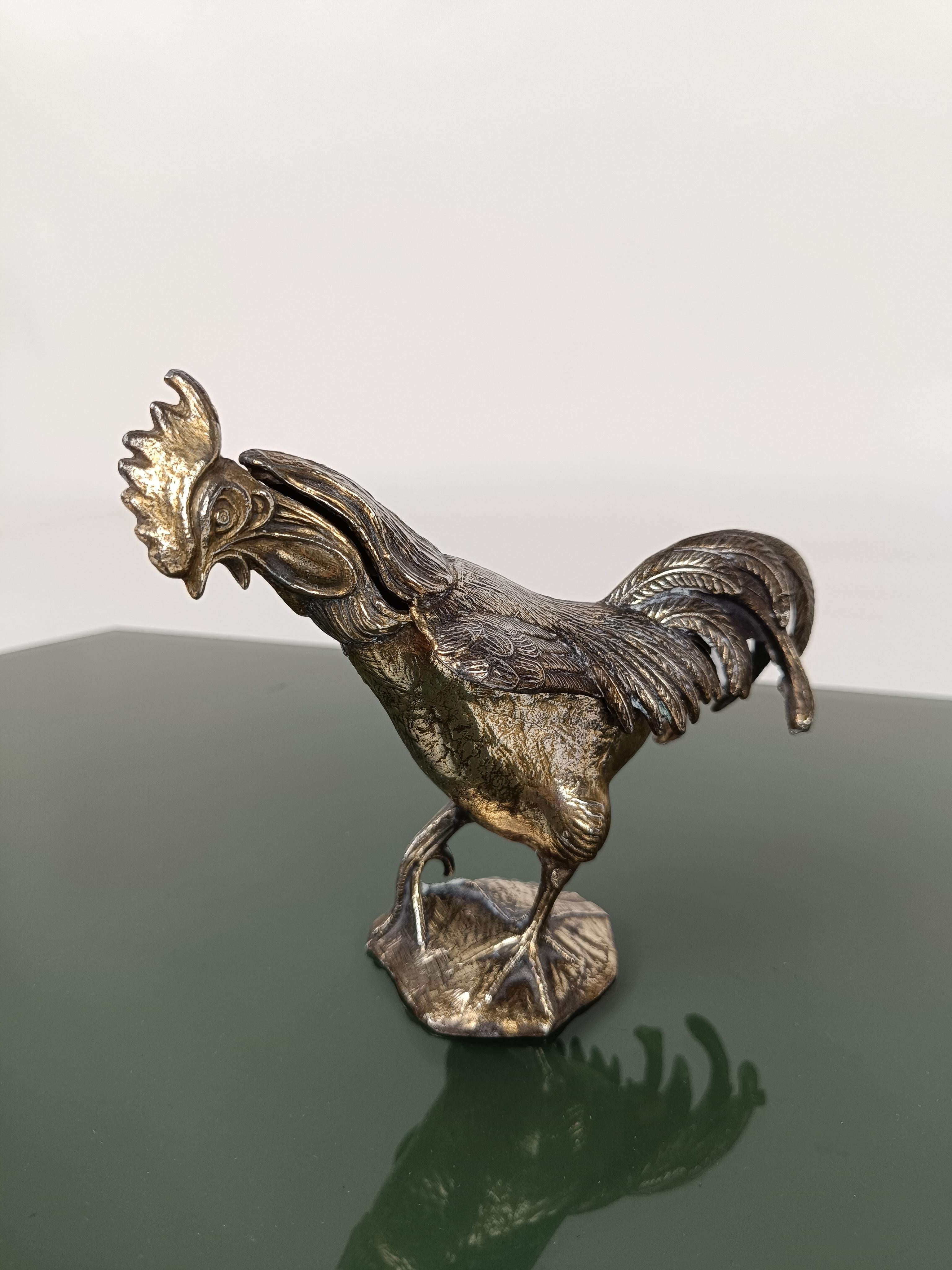 Vintage Sculptural Bronzed Metal Ashtray in the shape of a Rooster, Italy 1970s  For Sale 1