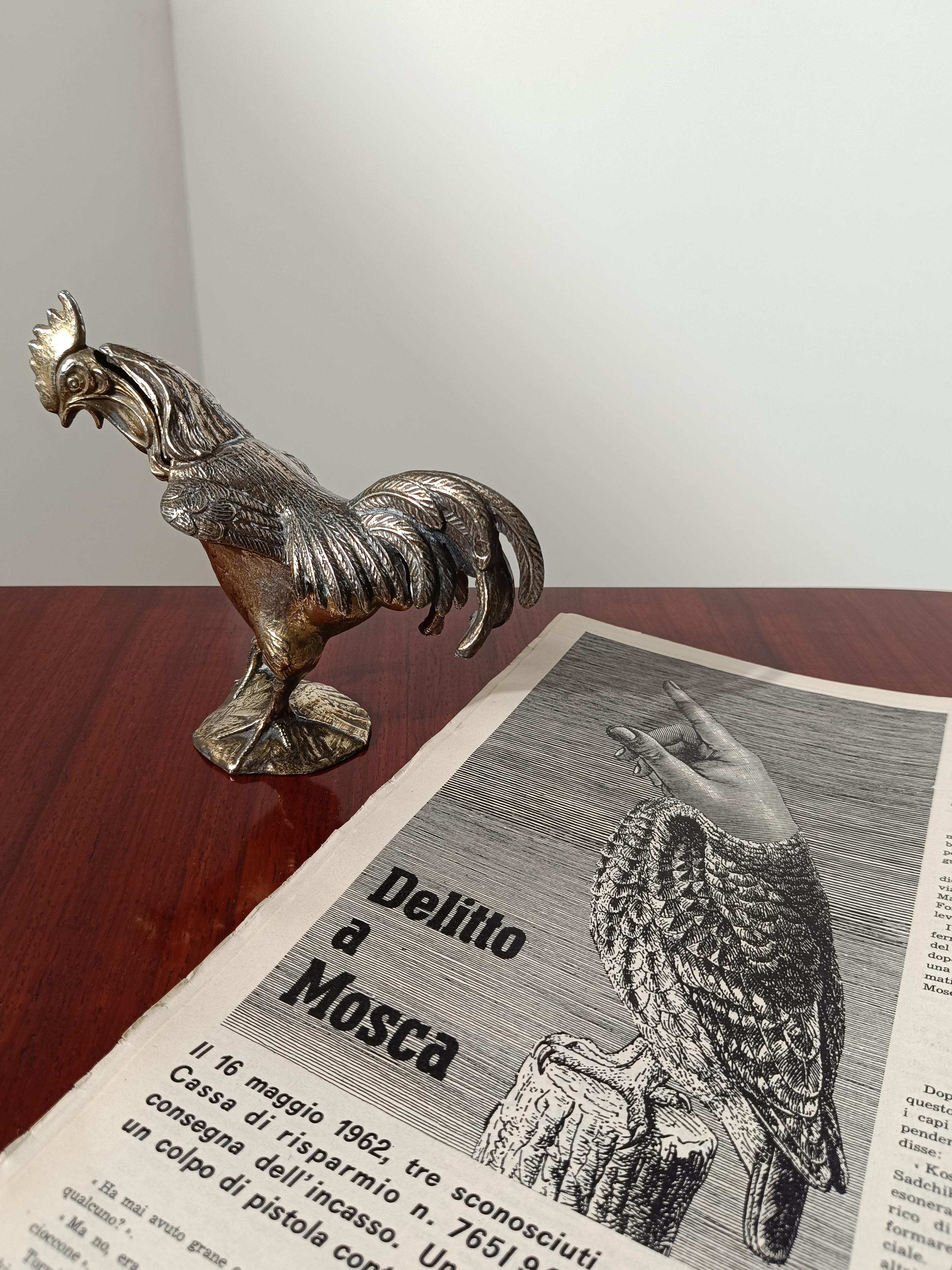 Vintage Sculptural Bronzed Metal Ashtray in the shape of a Rooster, Italy 1970s  For Sale 2
