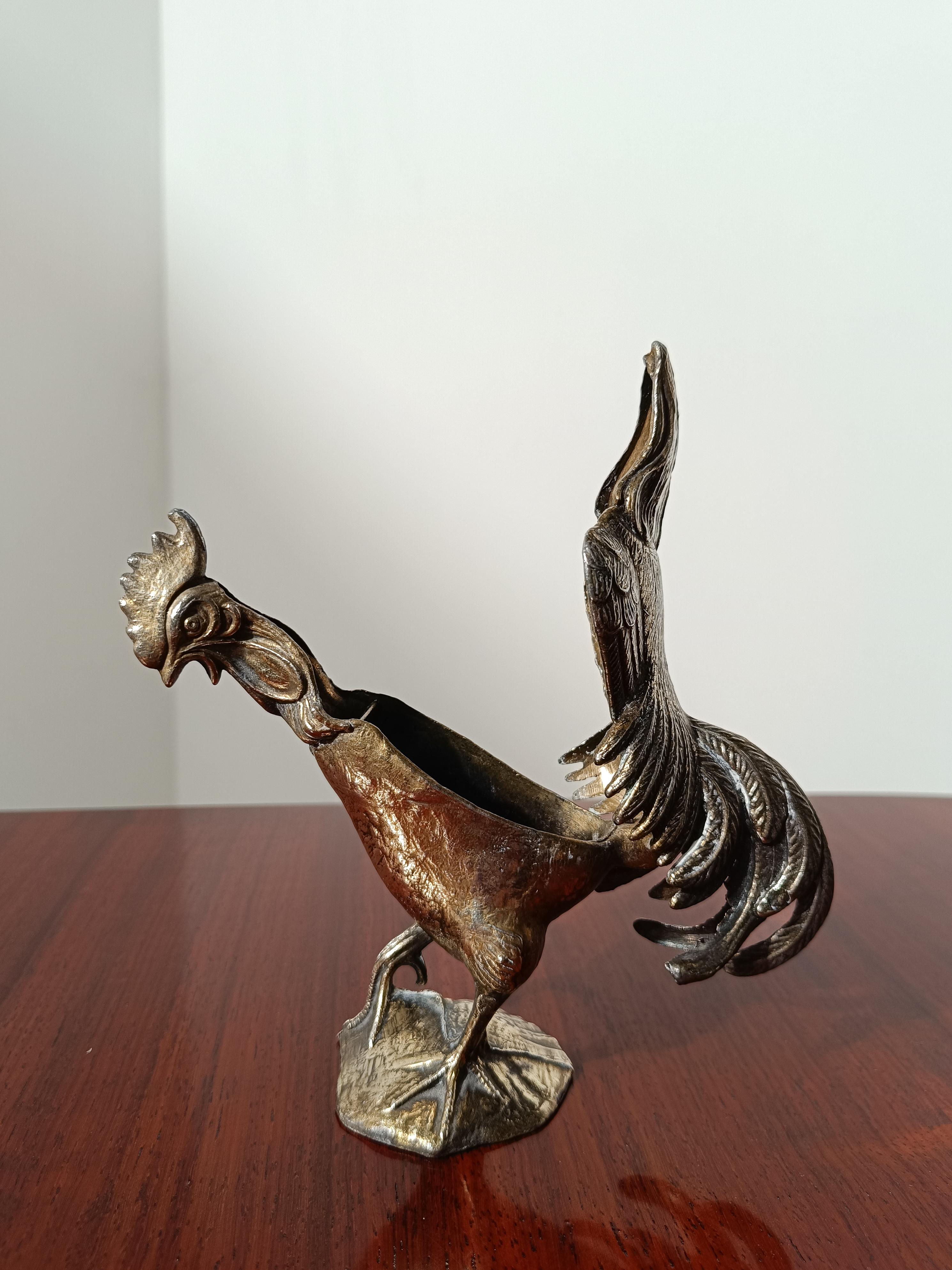 Vintage Sculptural Bronzed Metal Ashtray in the shape of a Rooster, Italy 1970s  For Sale 4