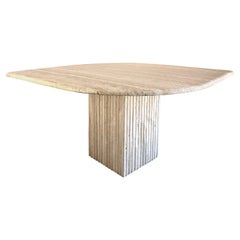 Vintage Sculptural Brutalist Travertine Dining Table, Italy