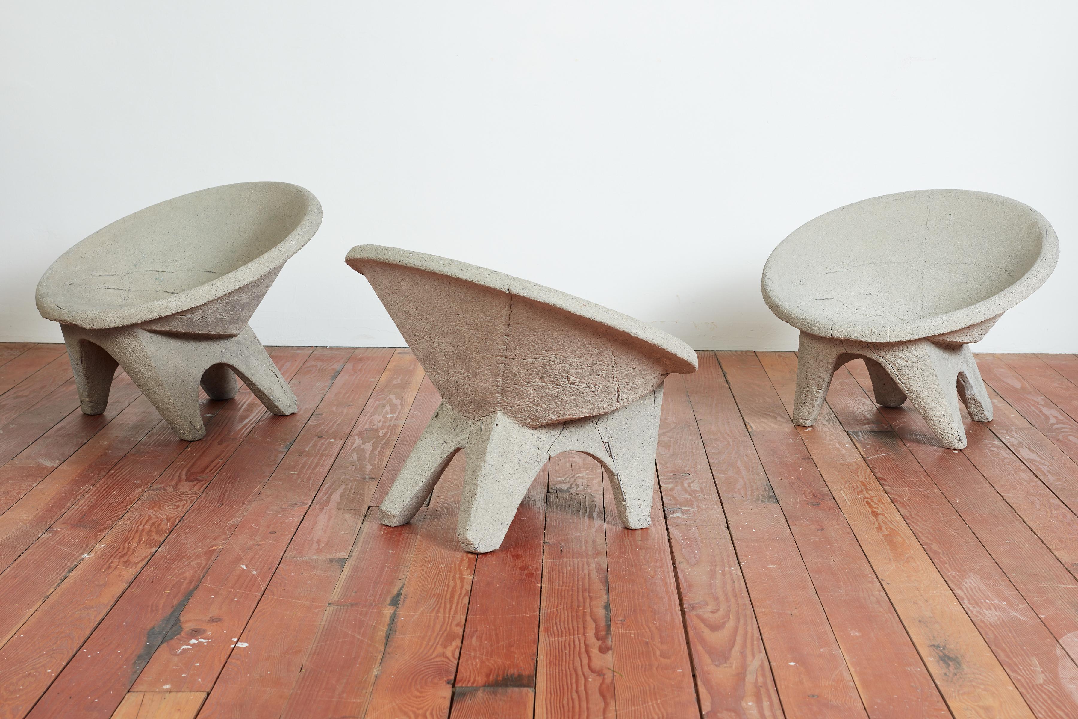 Concrete sculptural chairs - originally from Italy, 1960s
These are vintage - with great raw patina 
Chairs are sold individually. 