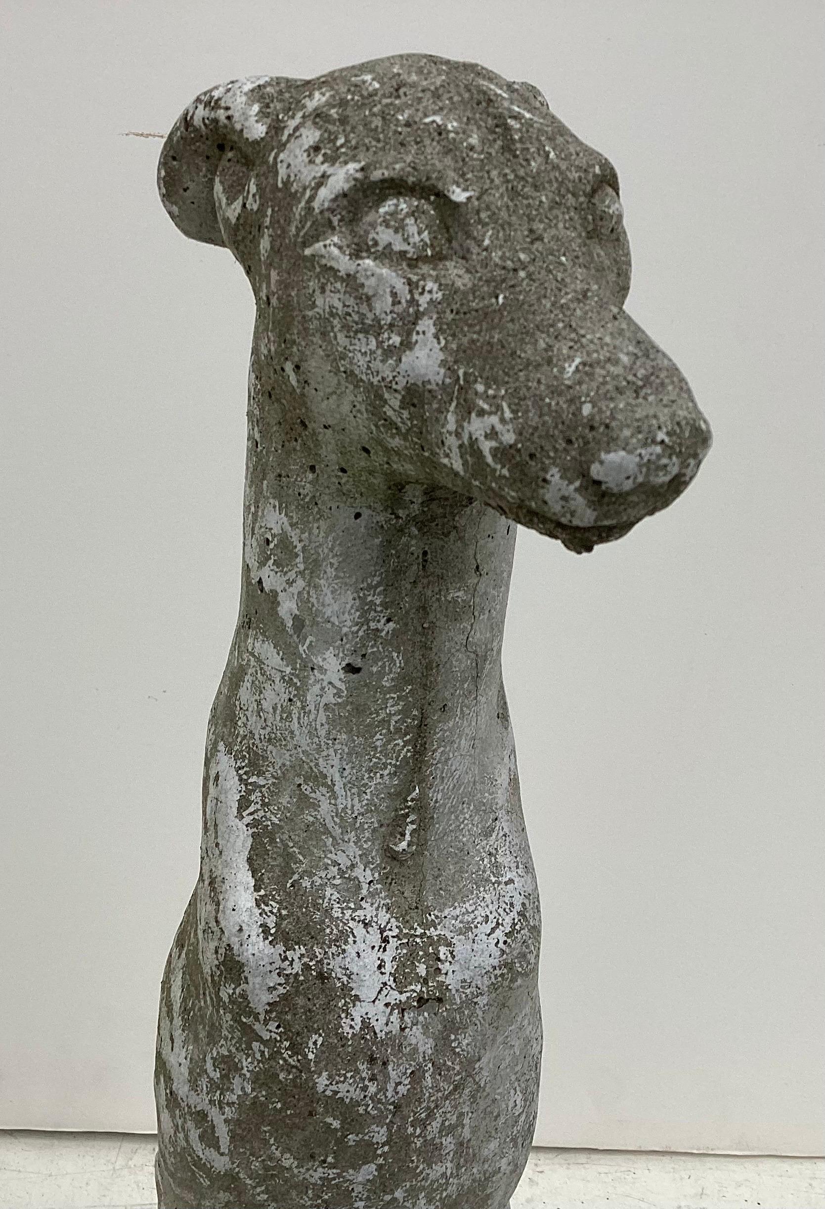 Vintage Sculptural Cement Greyhound Dog 18 1/2