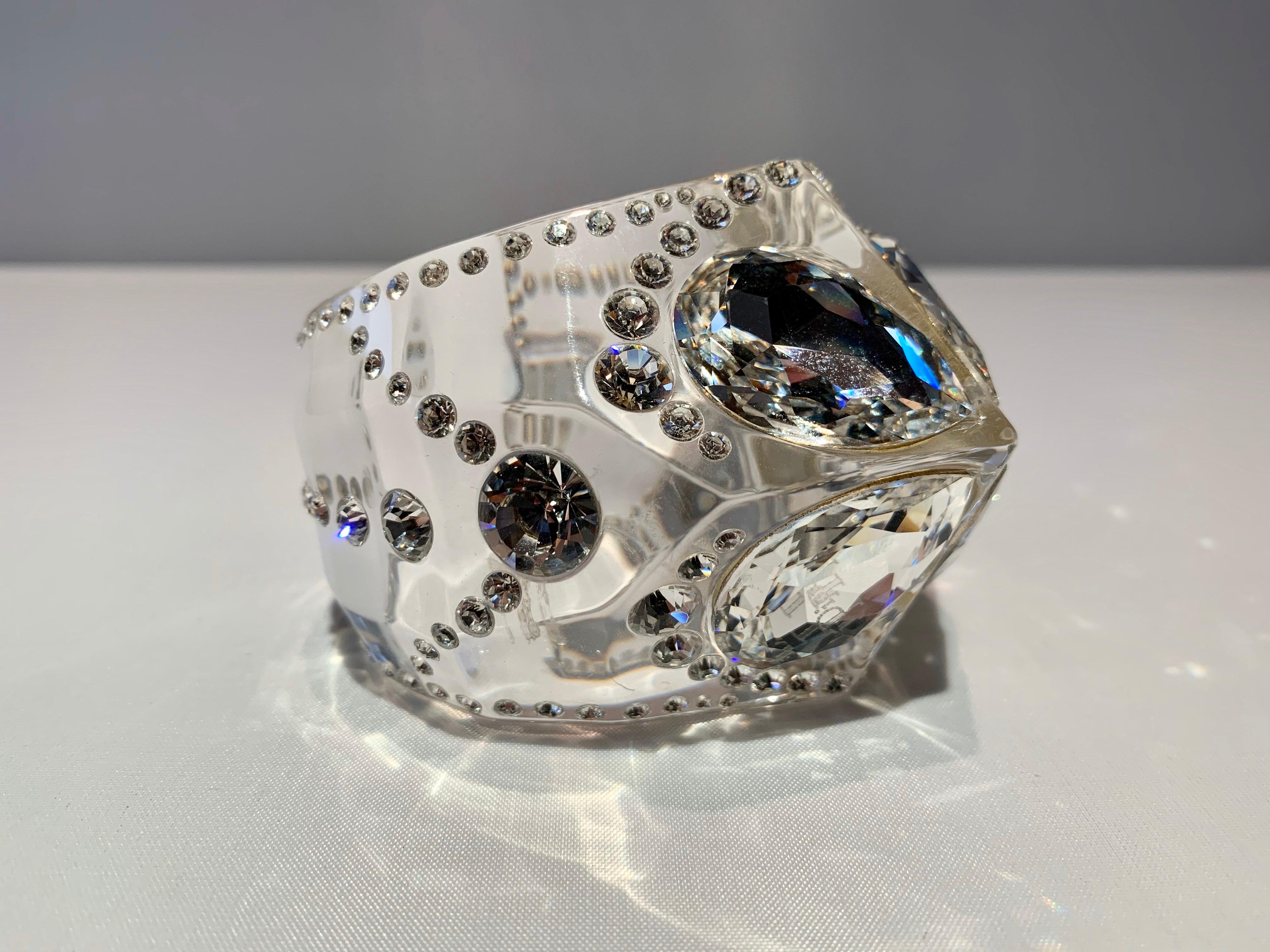 Vintage Sculptural Christian Dior Acrylic Diamante Statement Bracelet In Excellent Condition In Palm Springs, CA