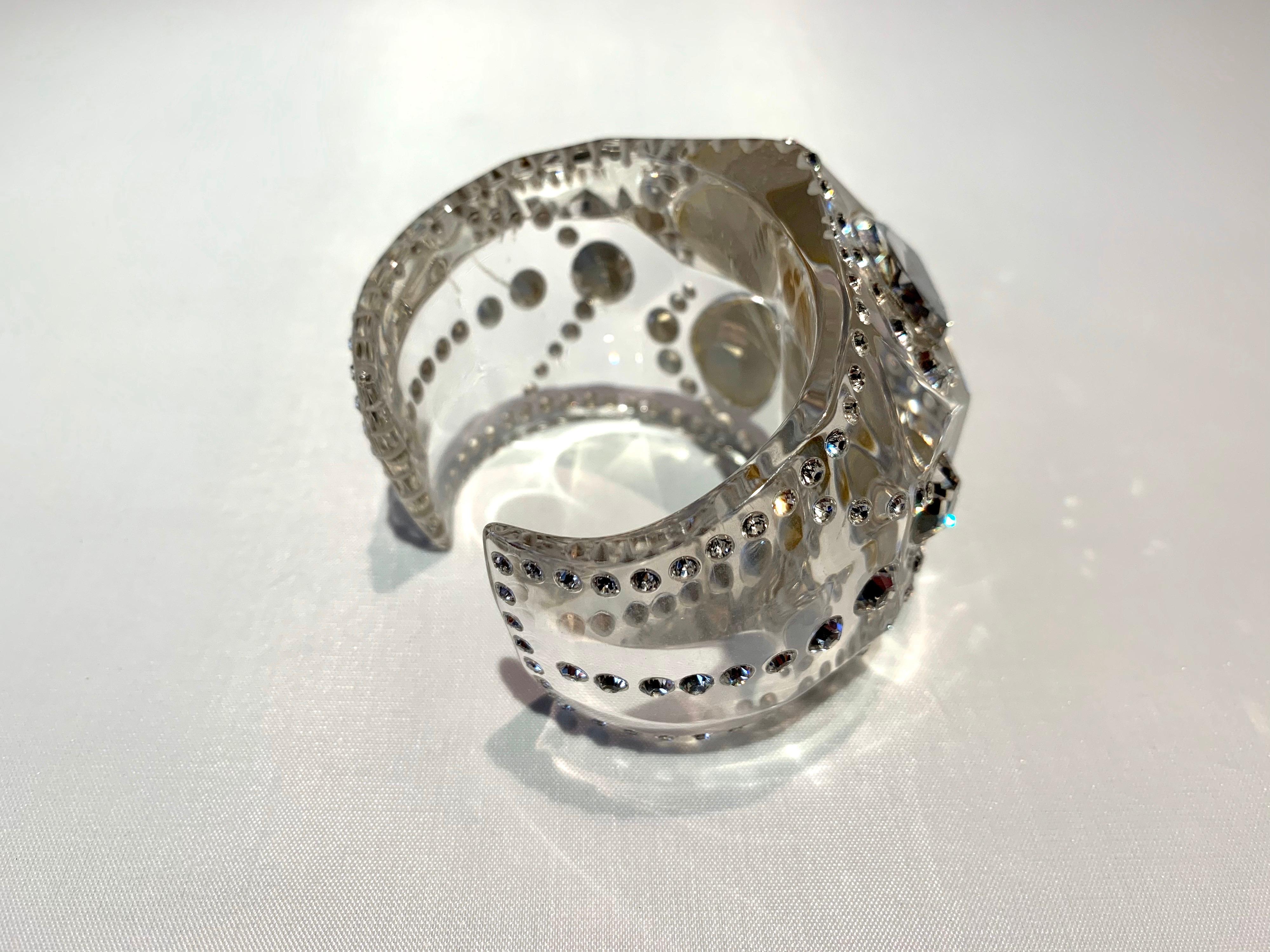 Women's Vintage Sculptural Christian Dior Acrylic Diamante Statement Bracelet