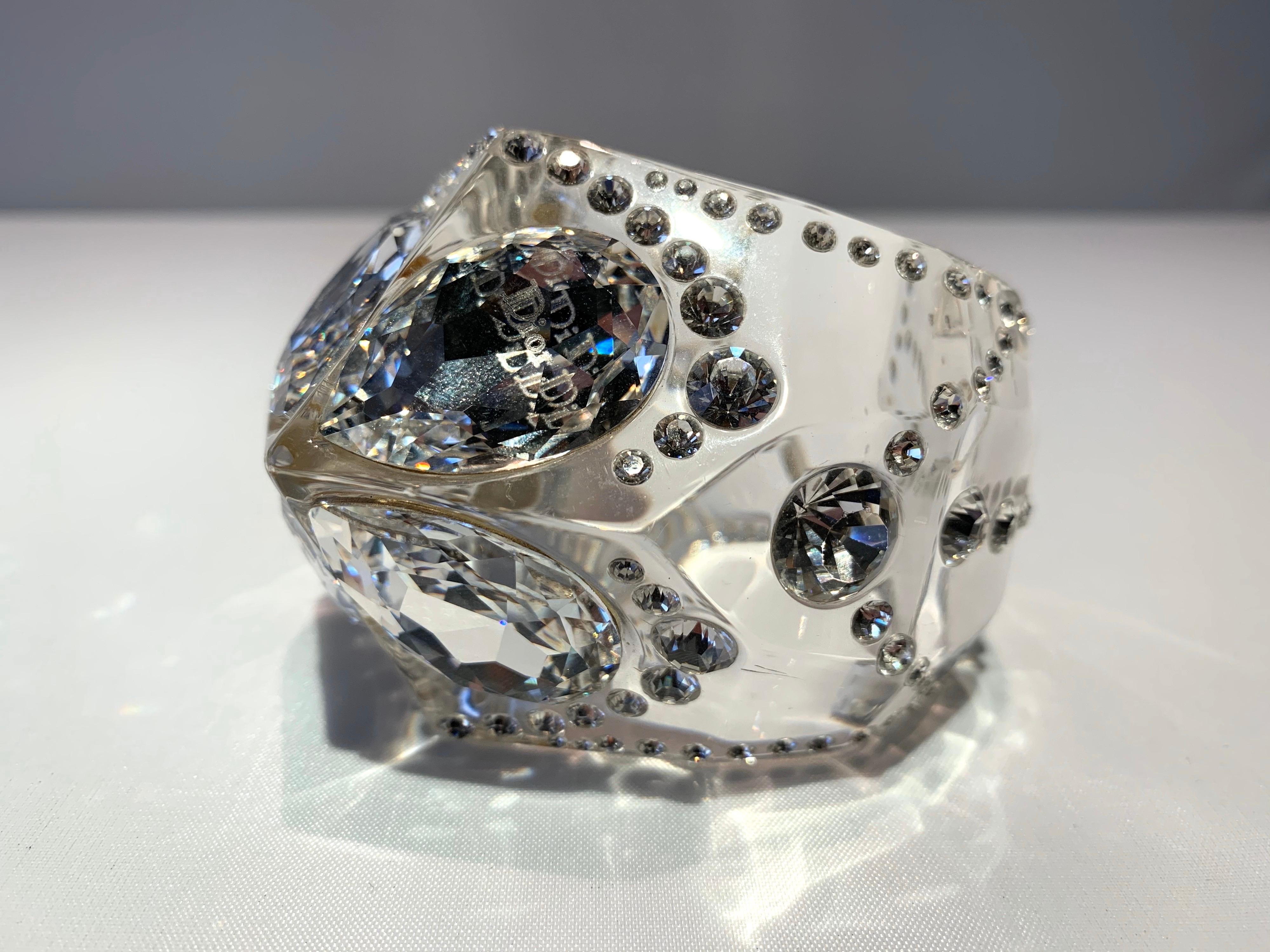 Vintage Sculptural Christian Dior Acrylic Diamante Statement Bracelet 1