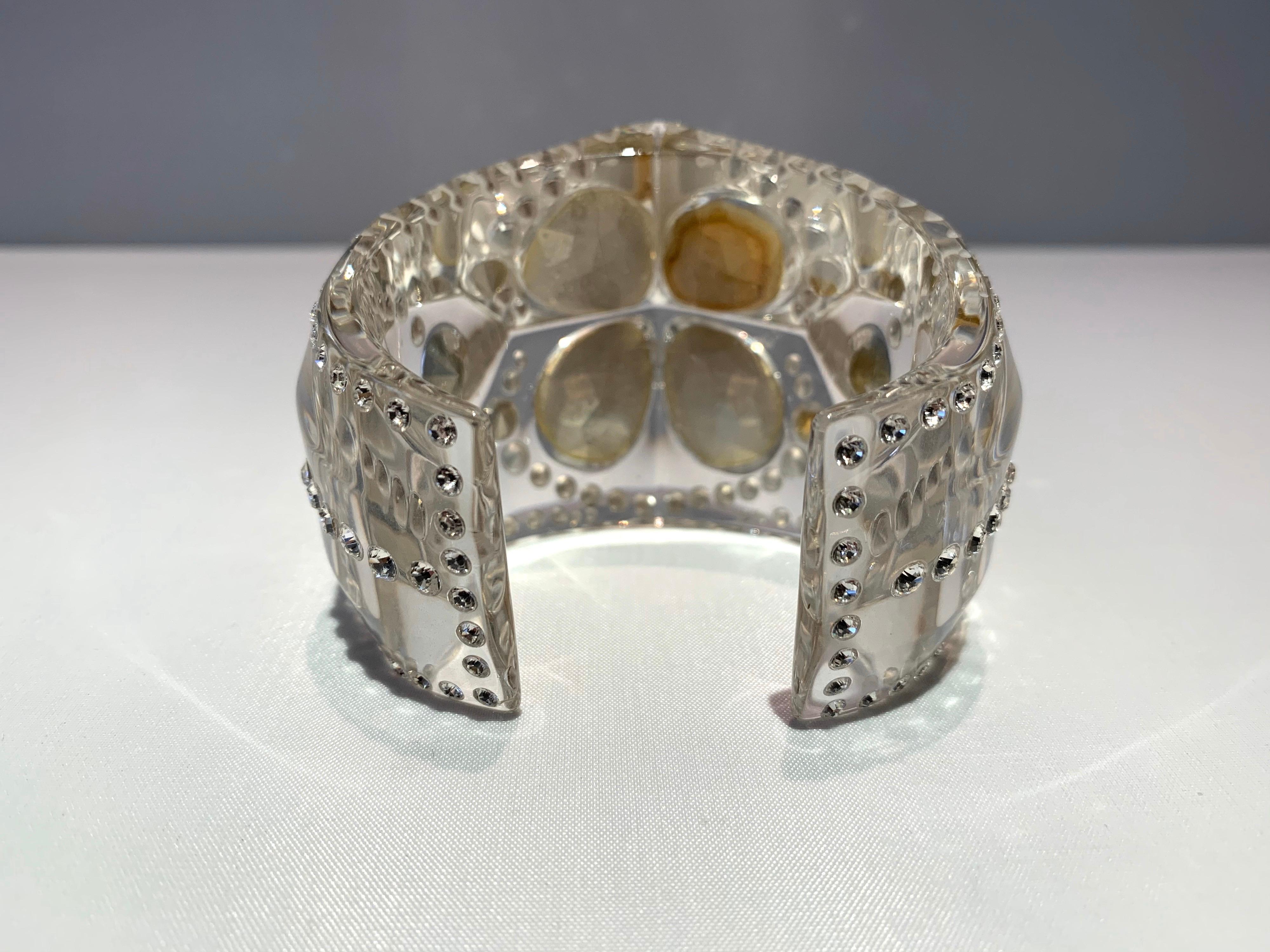 Vintage Sculptural Christian Dior Acrylic Diamante Statement Bracelet 2